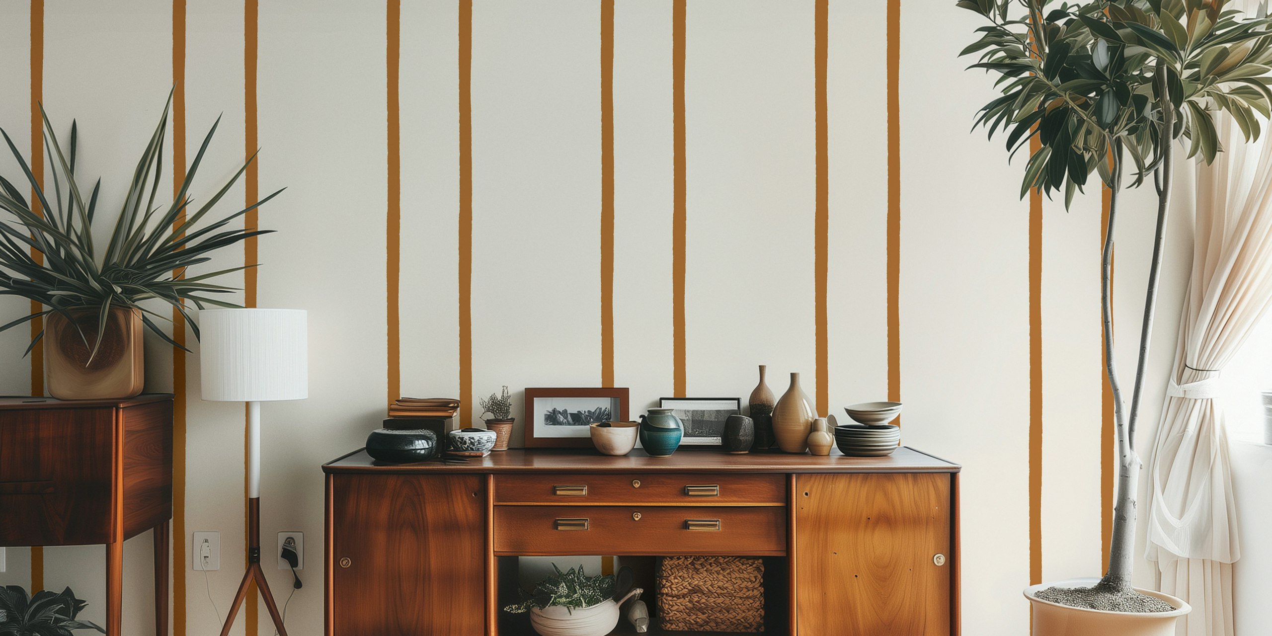 Chic Sandy Stripes wallpaper in a room