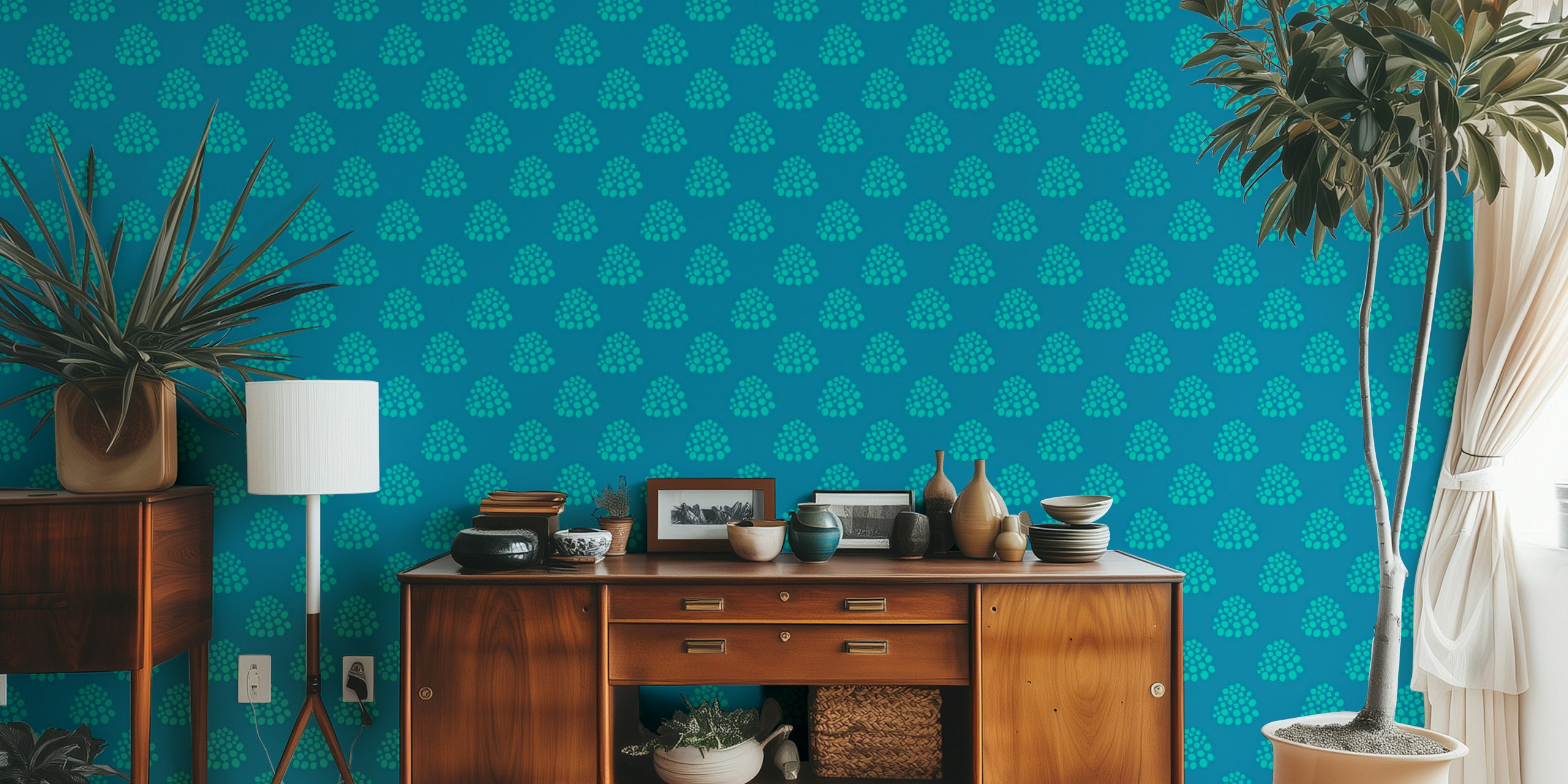 Dotty Retro Dot Abstract Tapete in einem Zimmer
