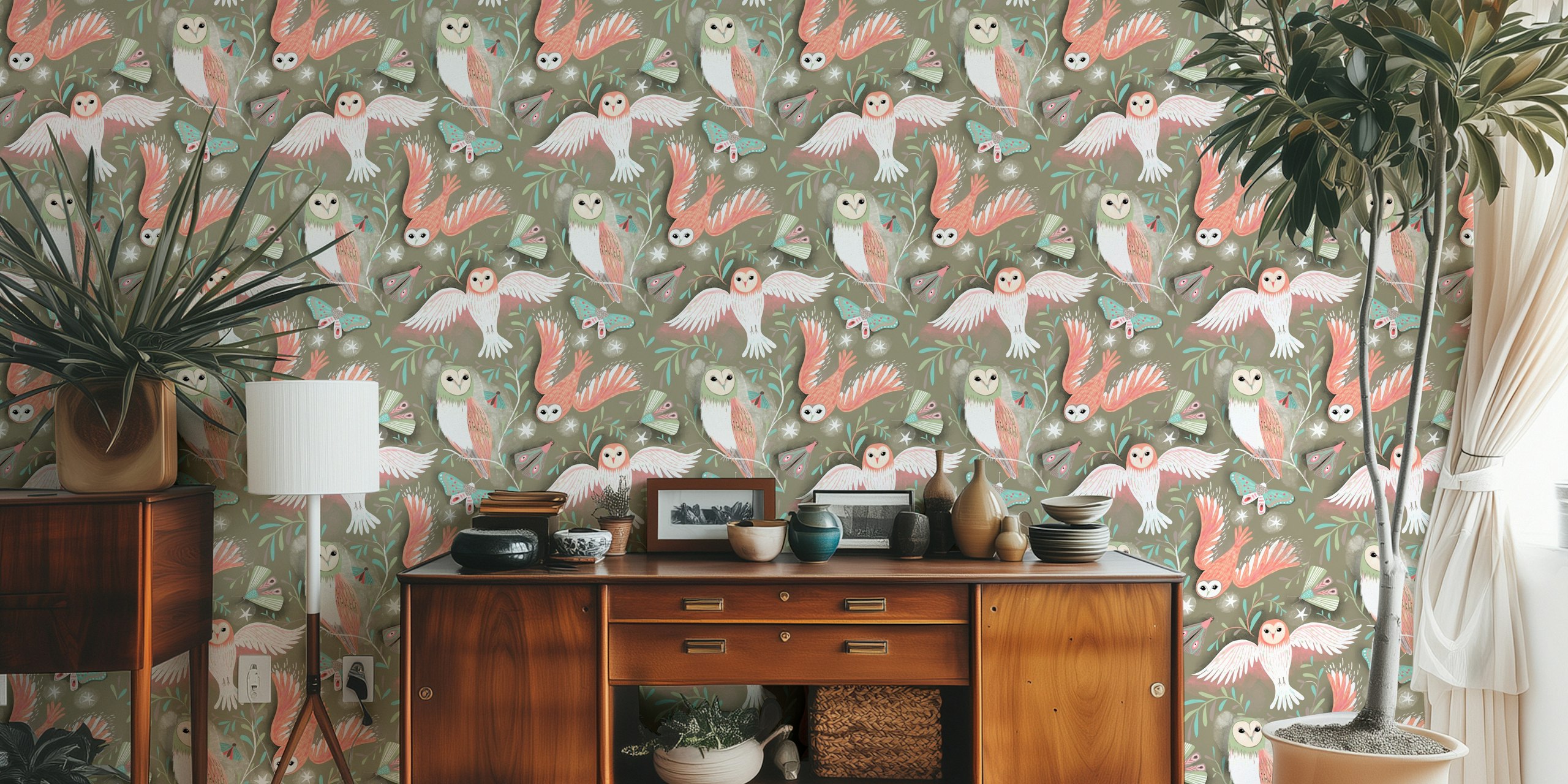 Silent owl flight in dusk Wanddesign