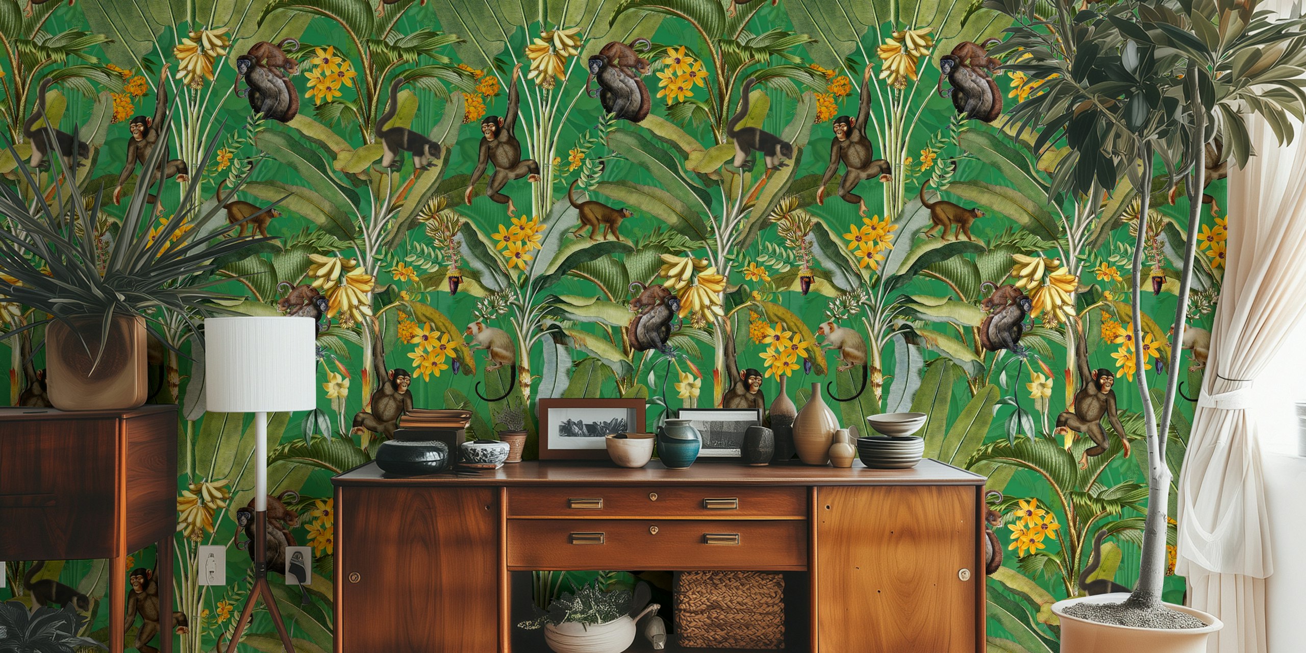Monkeys in a grön djungel design