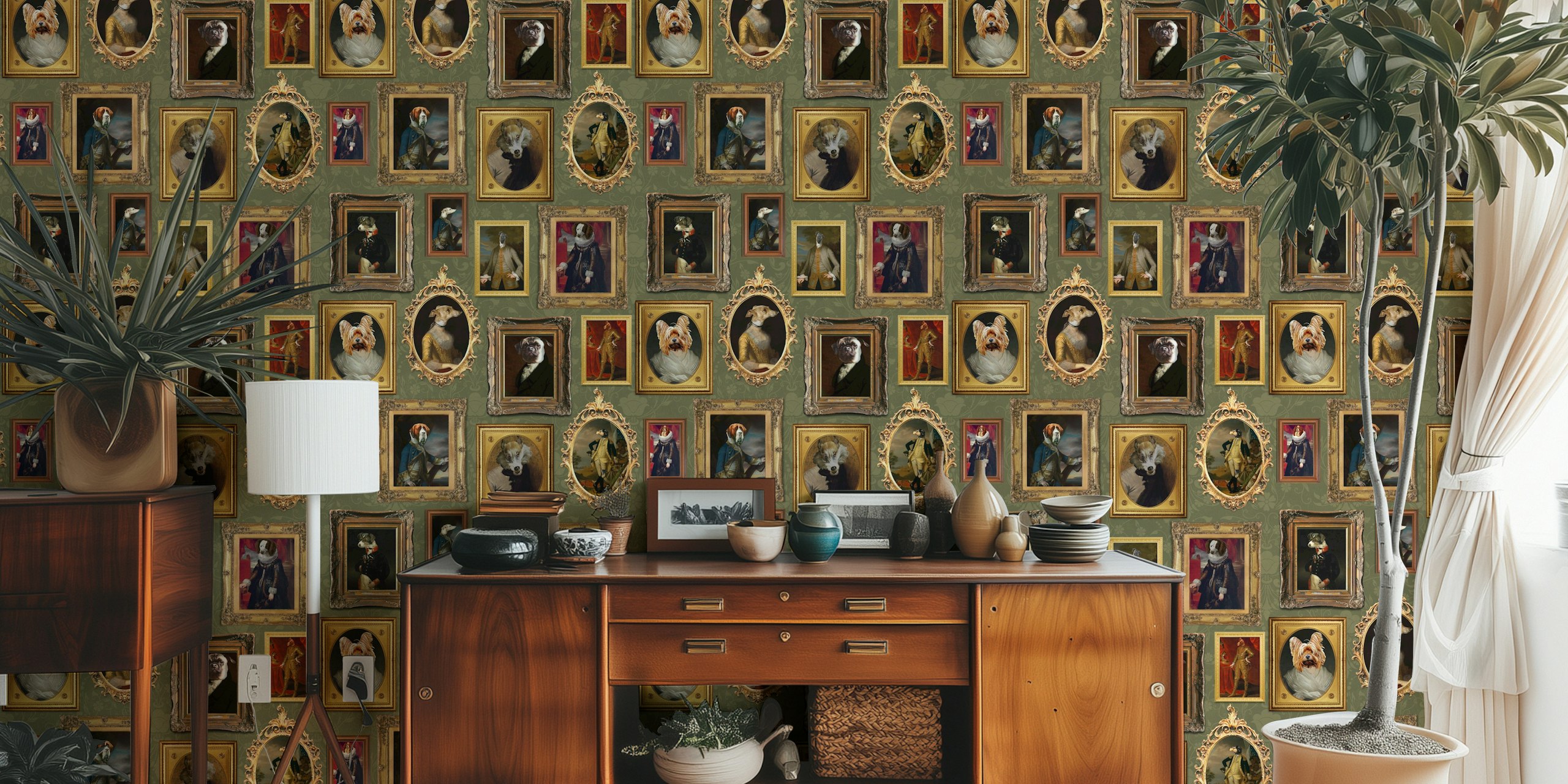 Famous Dogs Museum Wall Green en una habitación