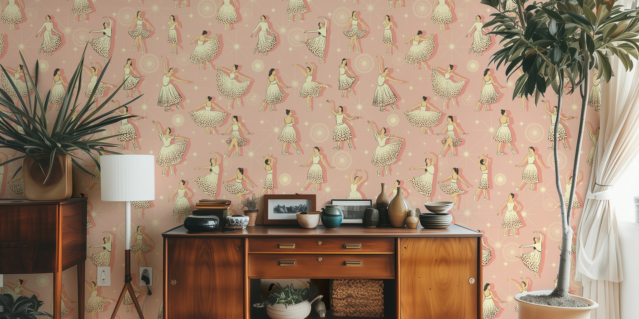 Ballet dancers wallpaper in a room