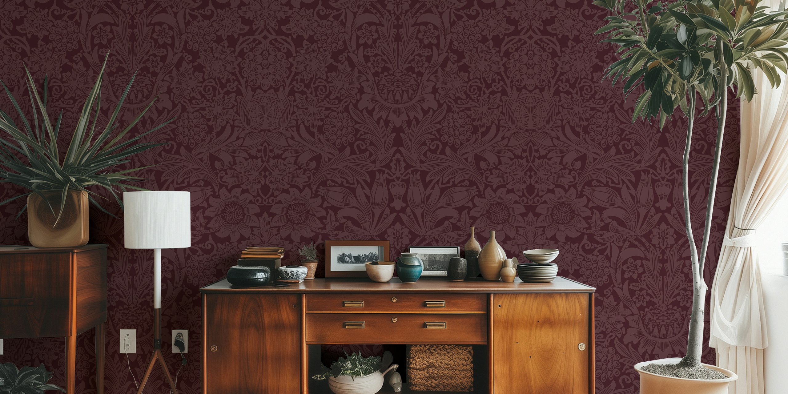 Victorian Sunflower Pattern tapet vist i et rum