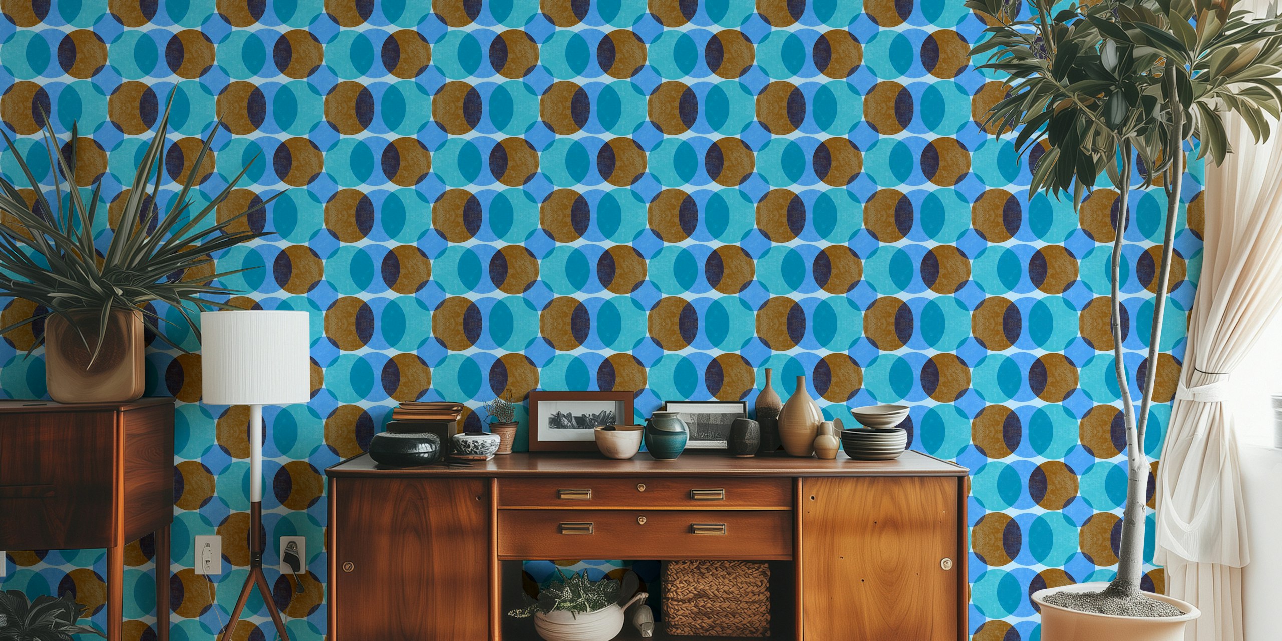 Mid Century Color Dots wallpaper in a room