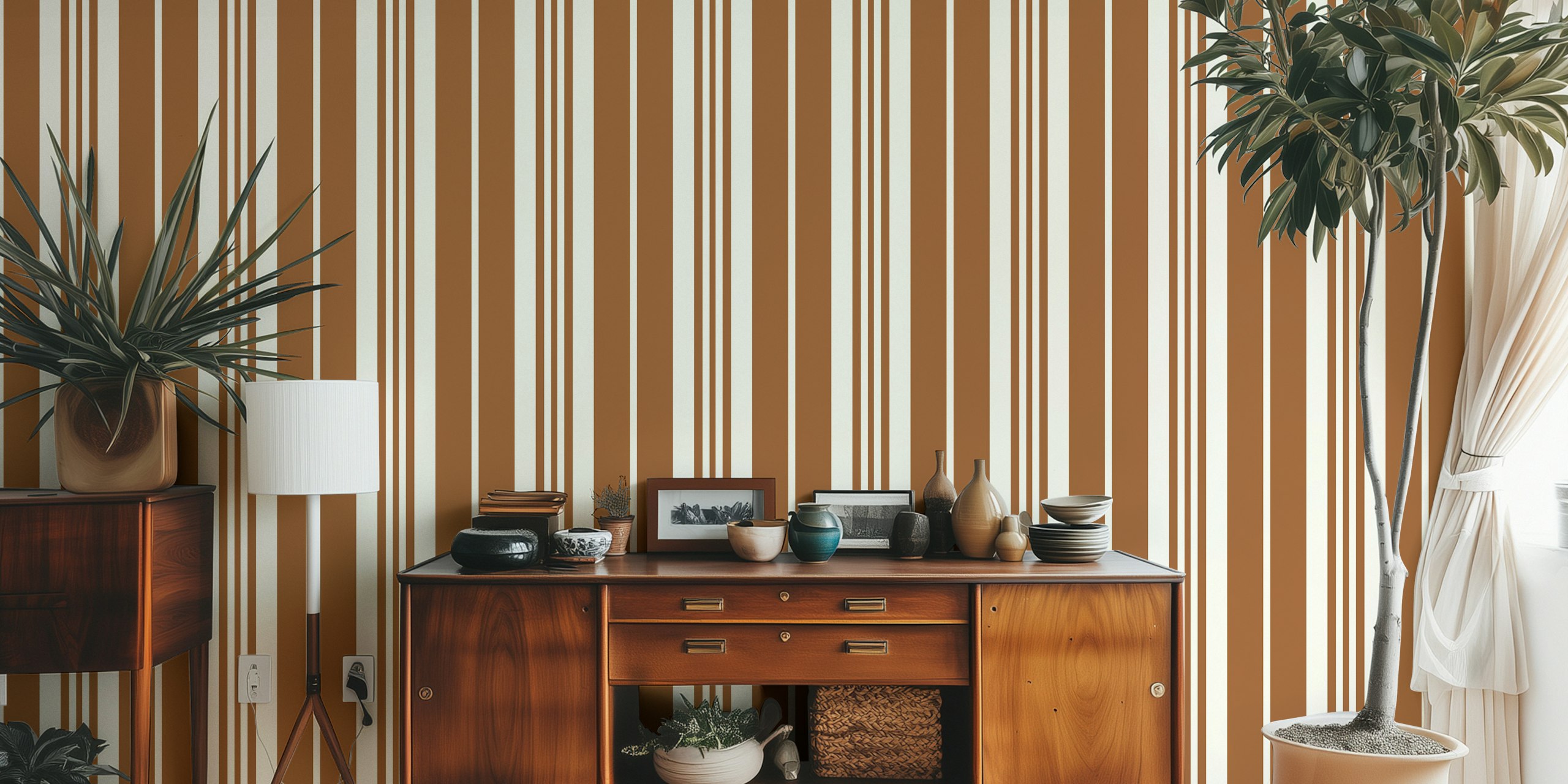 Classic vintage brown stripes Muster in einem Raum