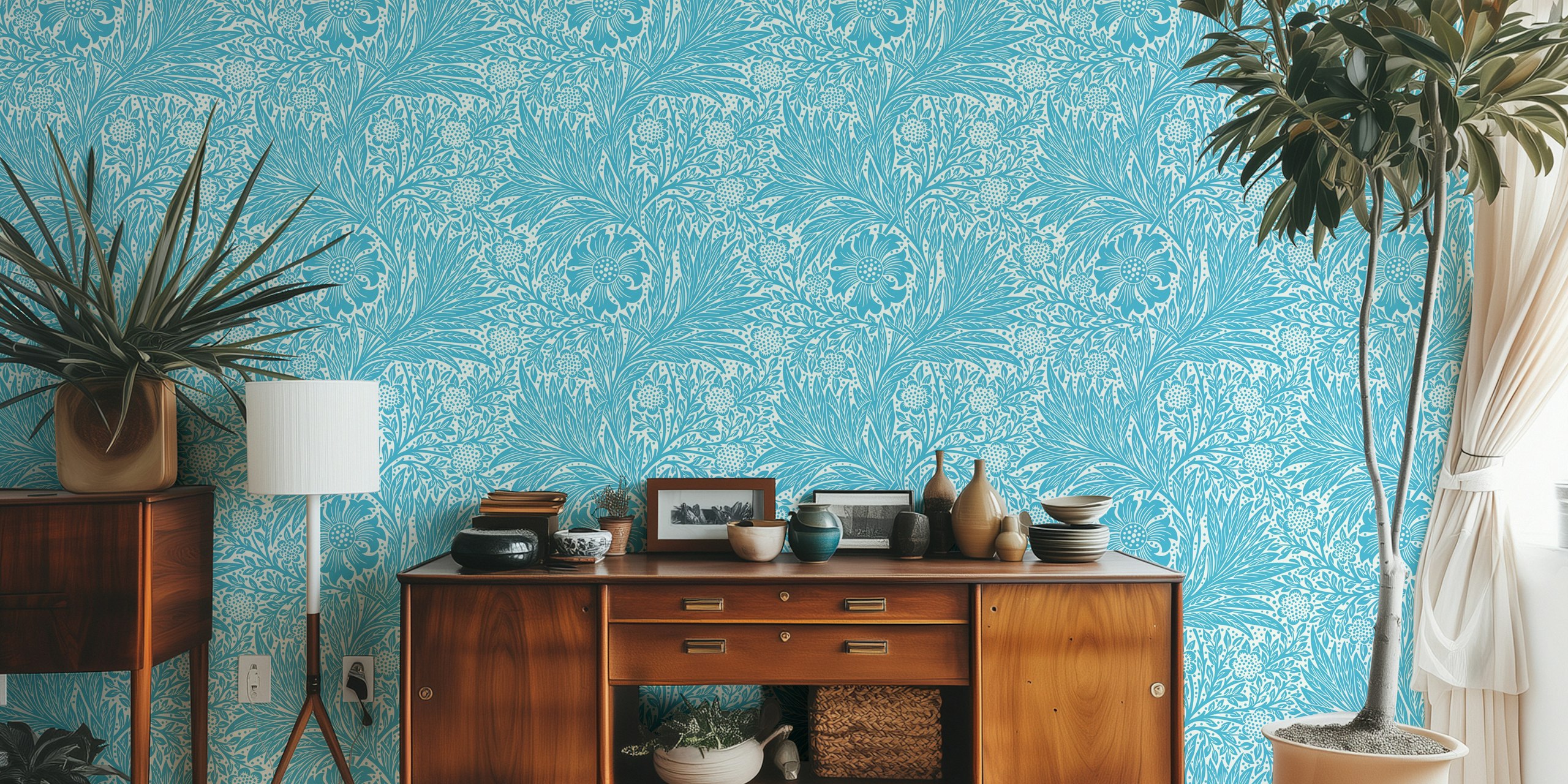 Vintage Victorian Pure Marigold wallpaper σε ένα δωμάτιο