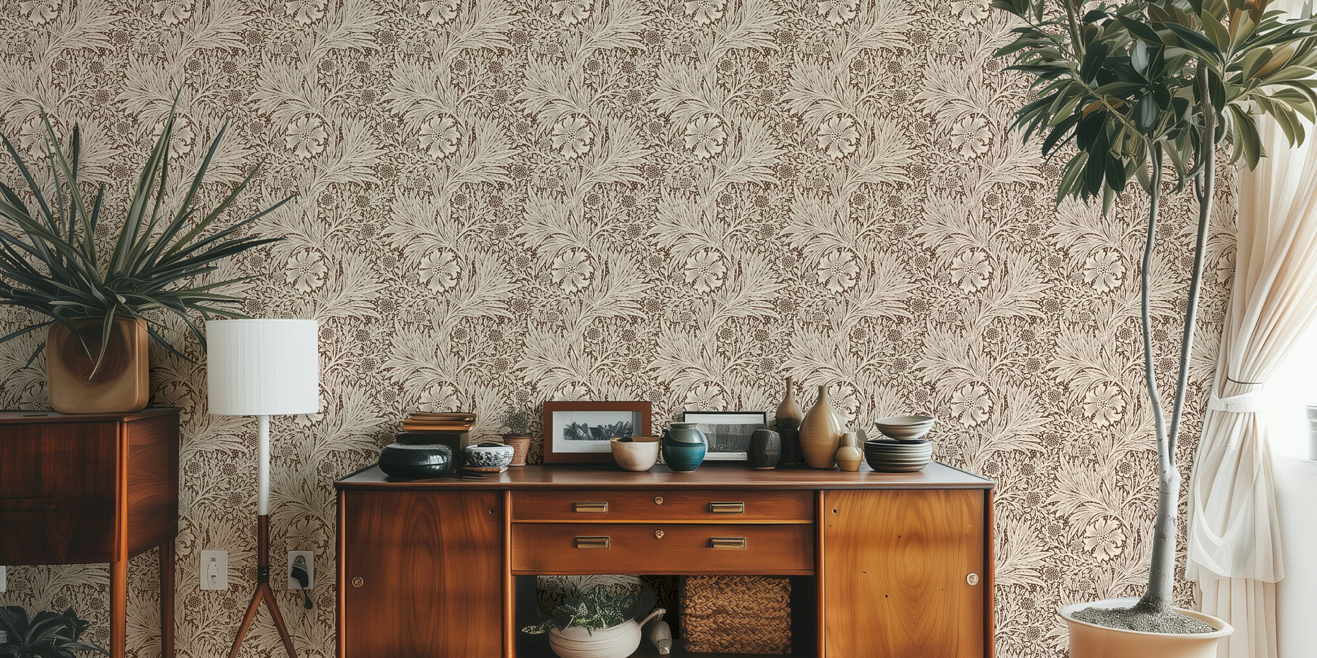 Vintage Victorian Pure Marigold tapettisuunnittelu