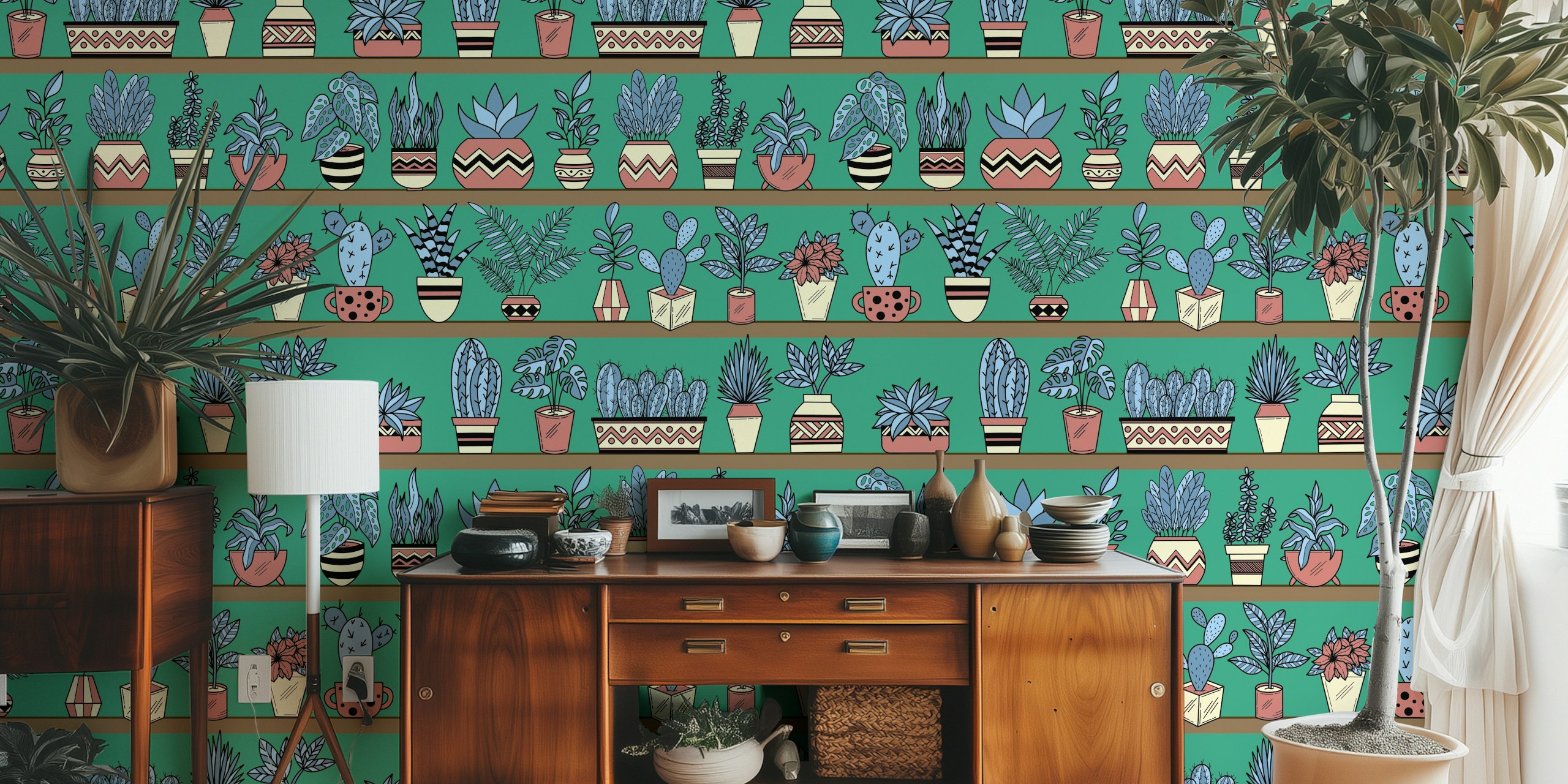 Shelves with Vase Plants design tapety