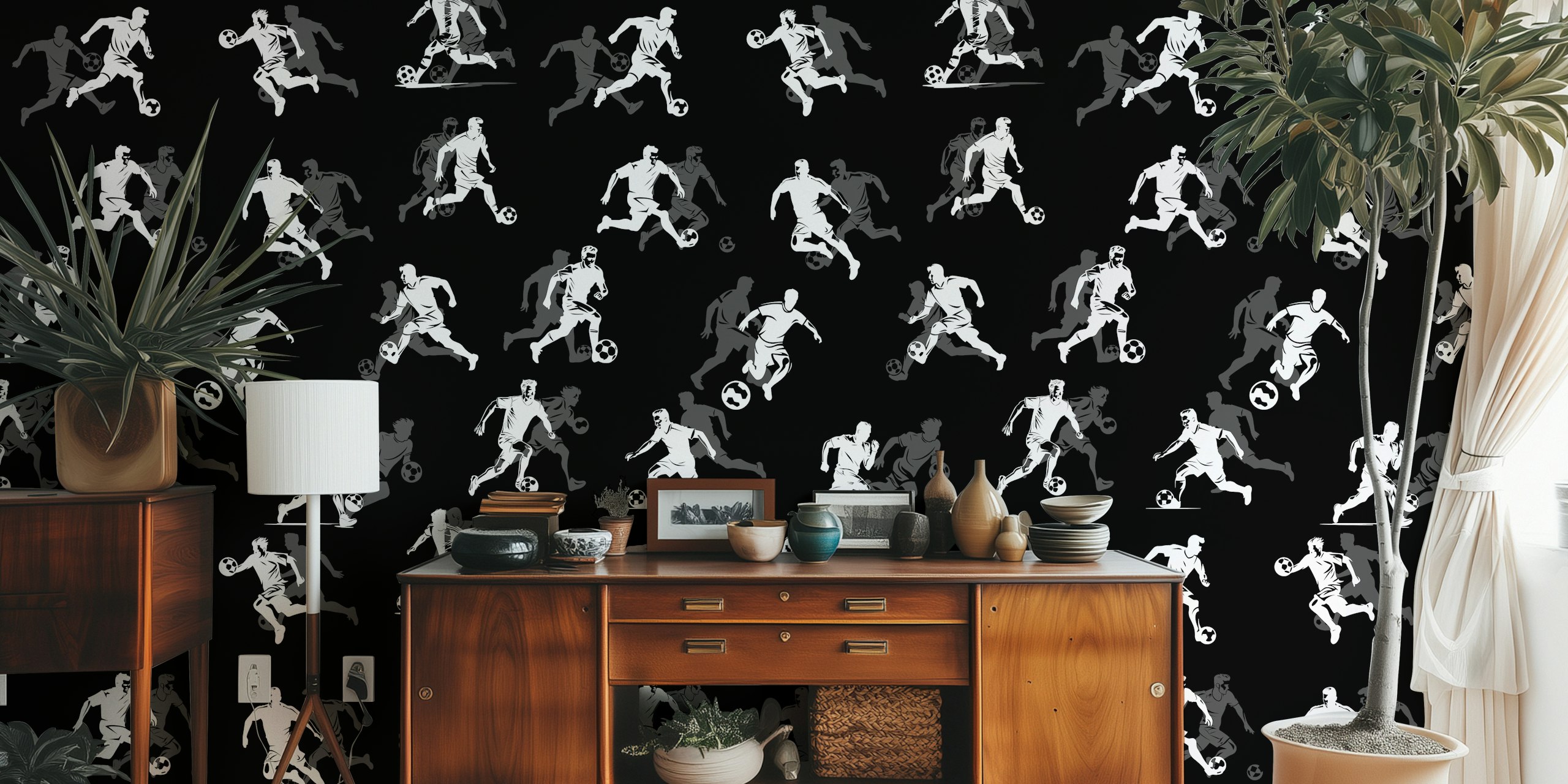 Papel de parede Soccer Players em um quarto