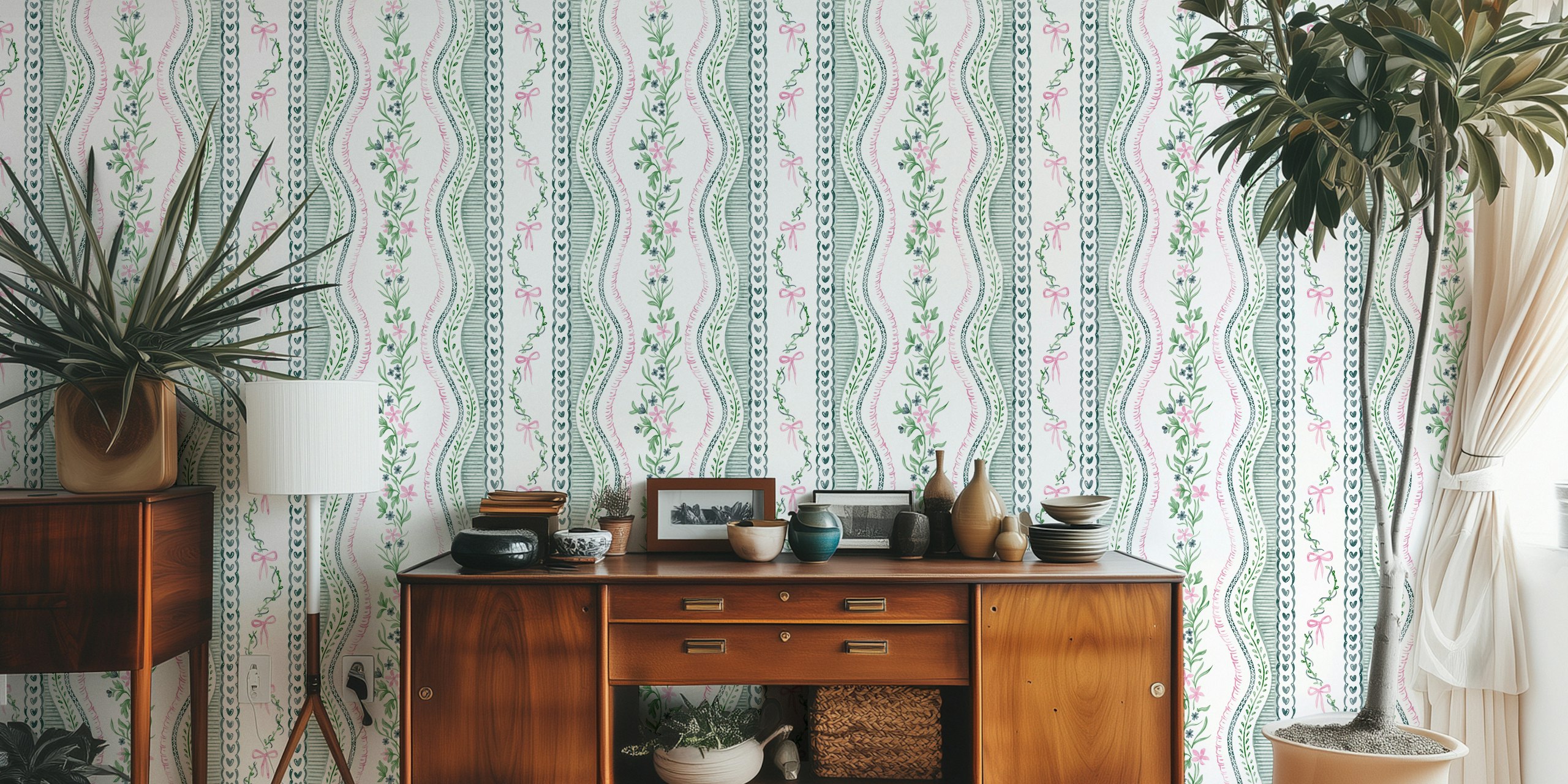 Preppy Grandmillennial Delight tapet i et rom