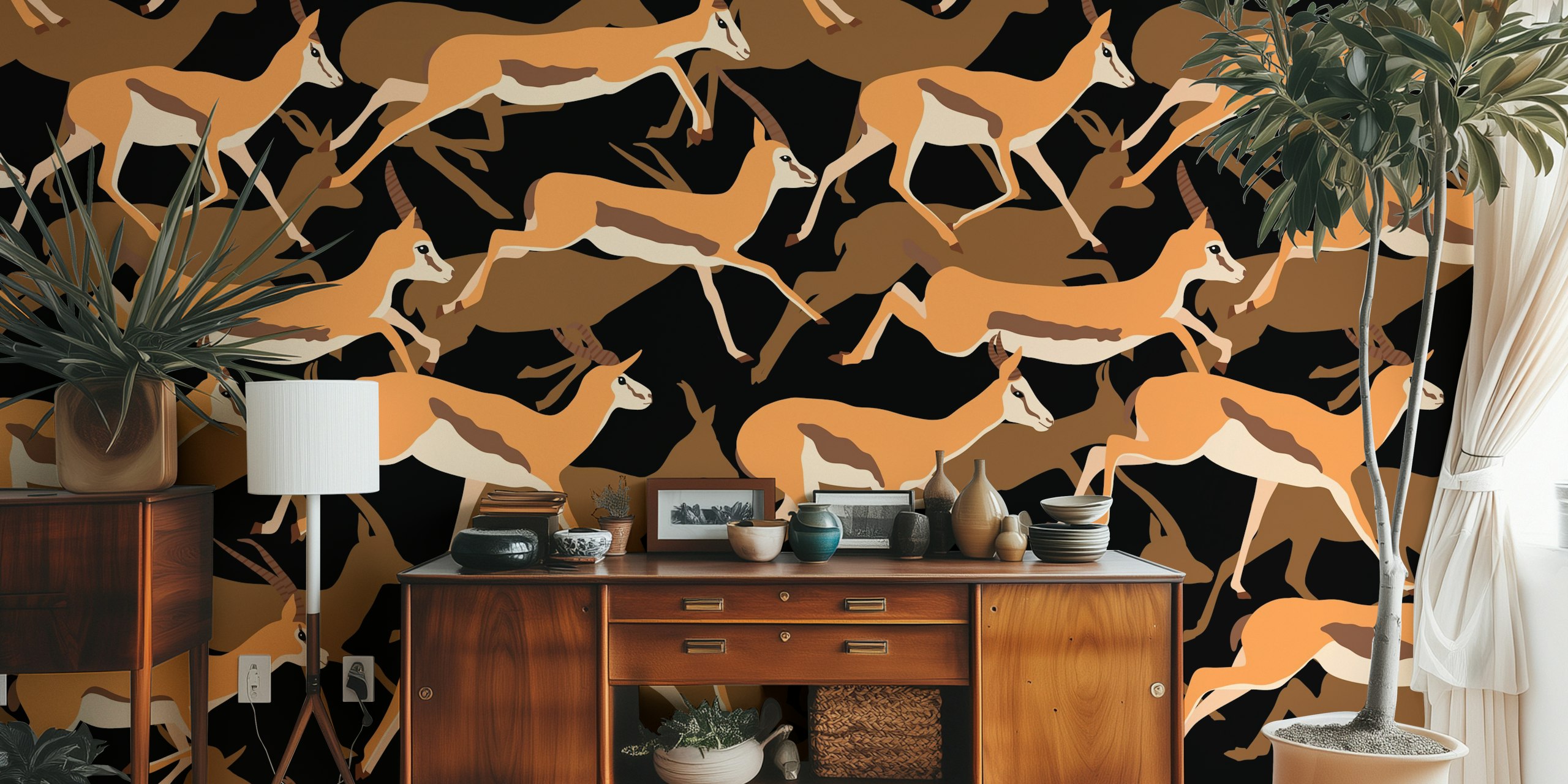Running Gazelles an einer Wand in einem Raum