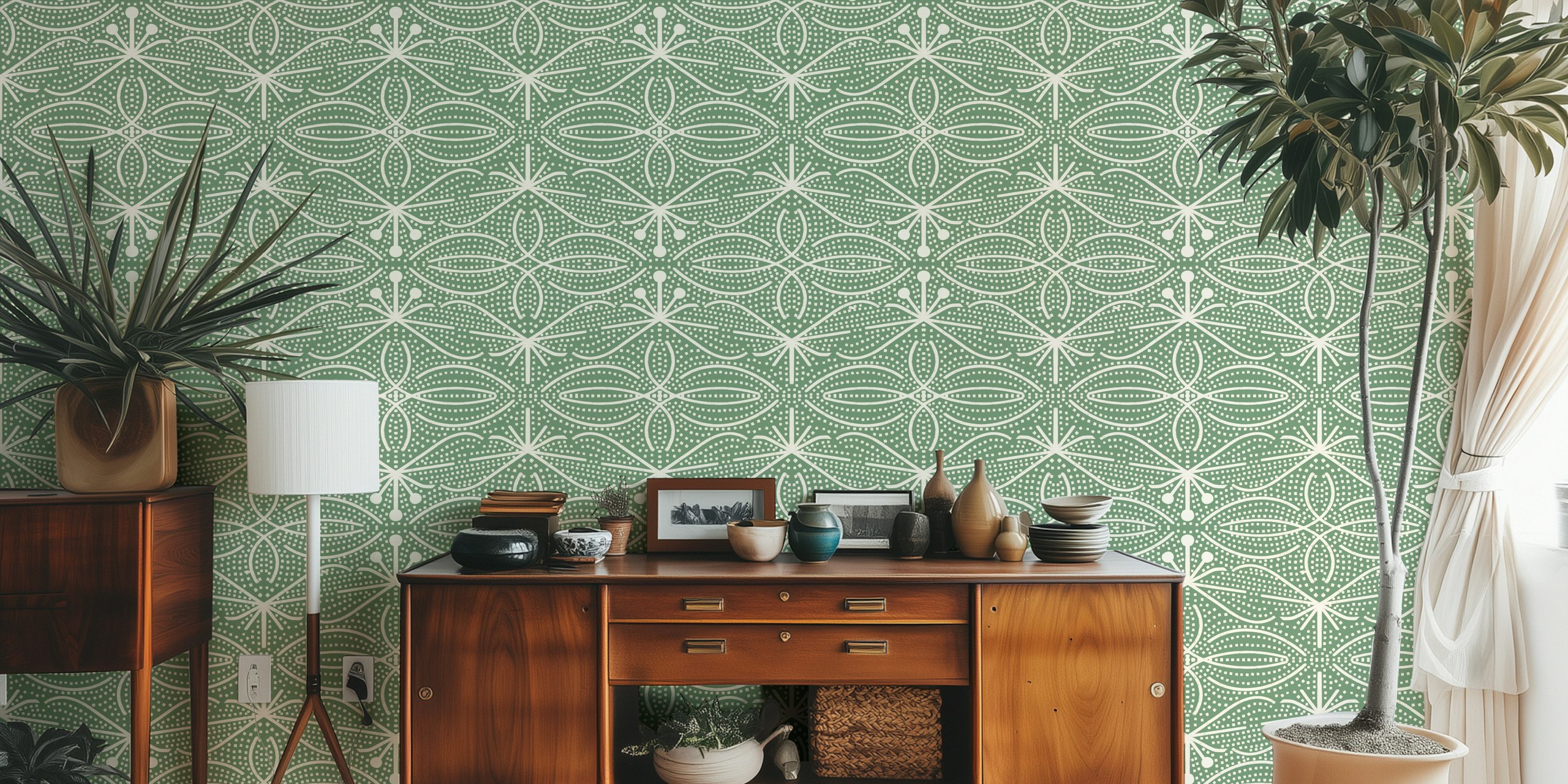 Ταπετσαρία Bohemian Chic Leaves σε ρύθμιση δωματίου