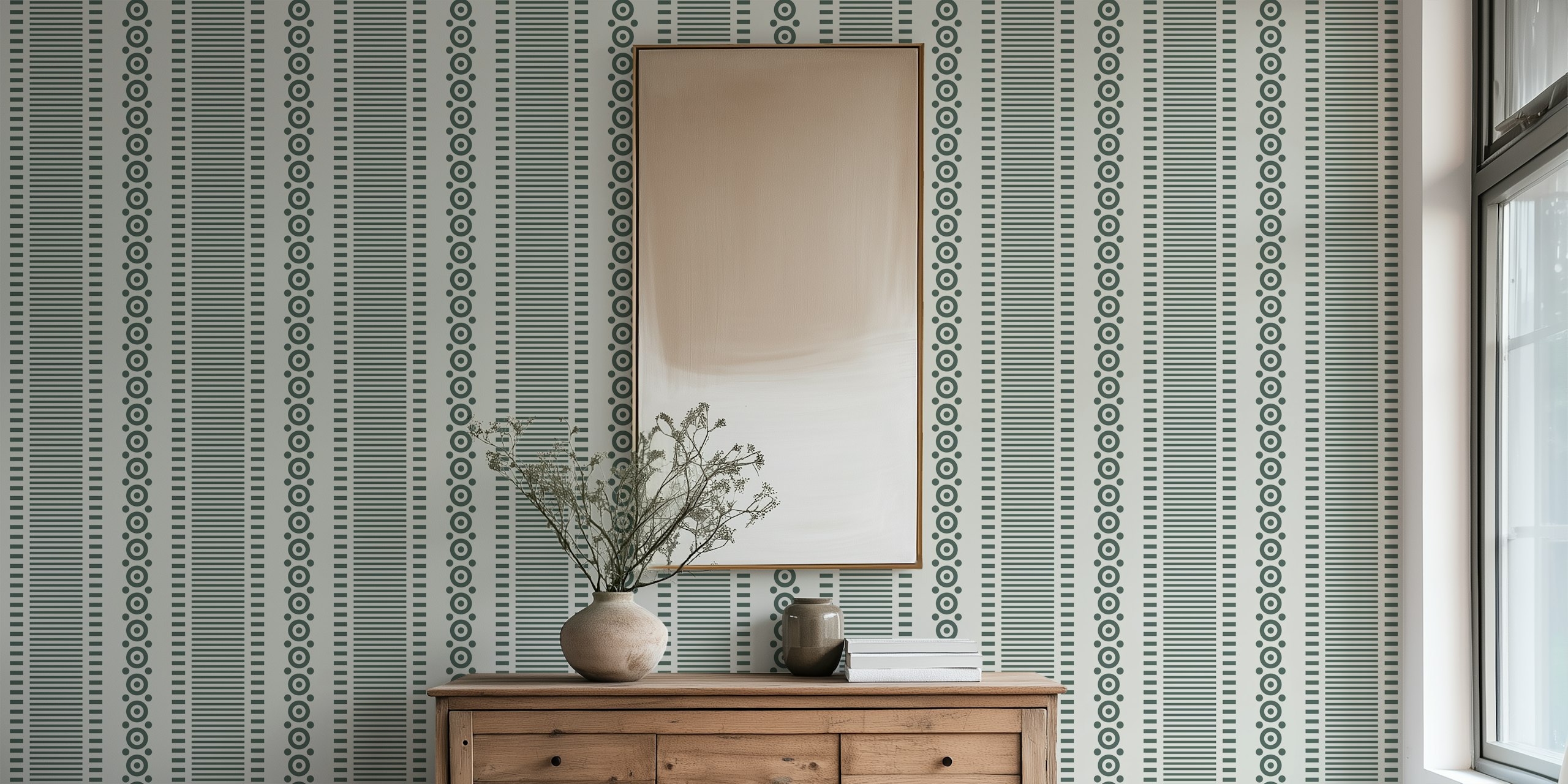 Papel pintado Simple classic vertical stripes and dots
