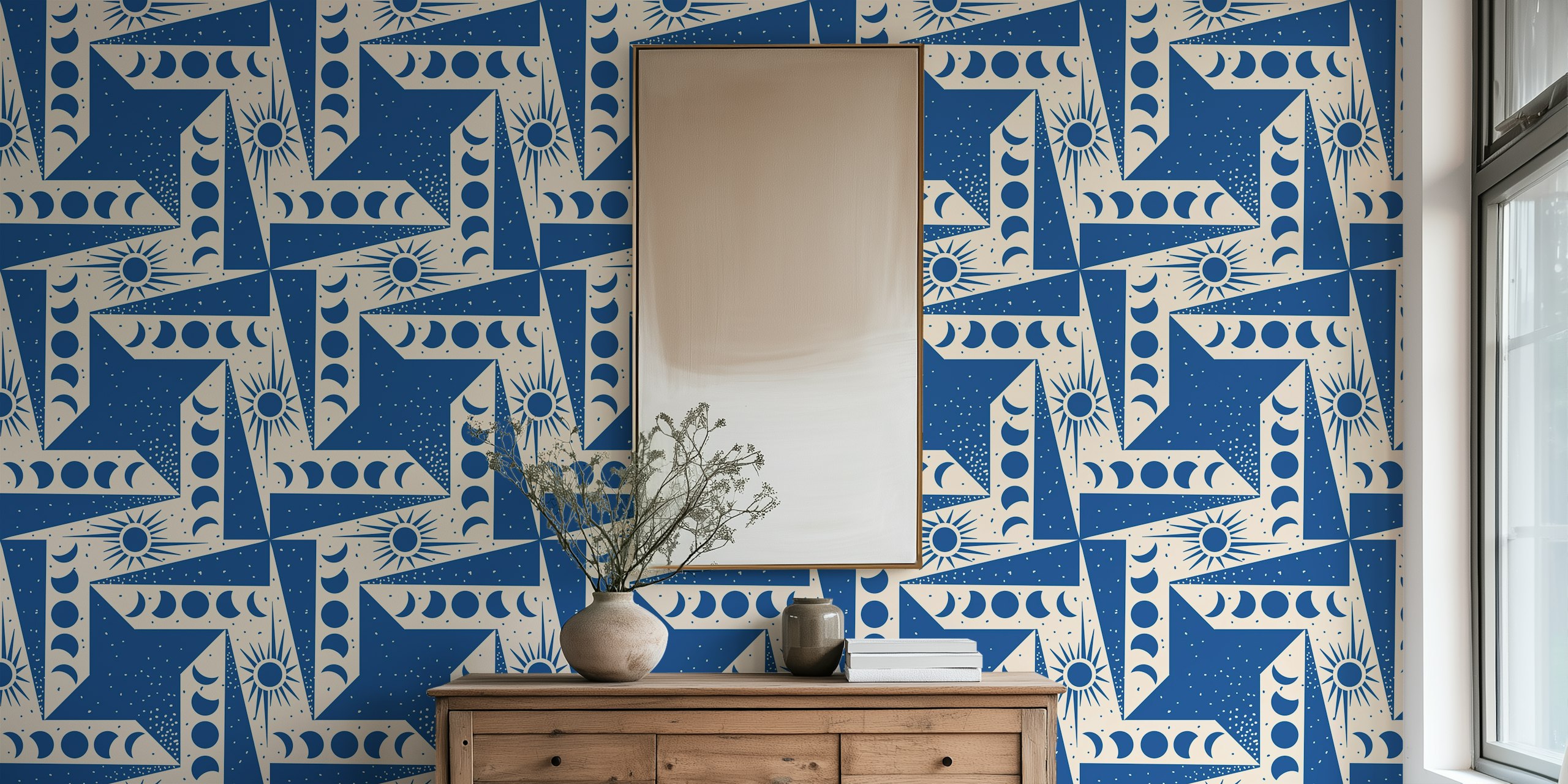 Celestial Blue Harmony wallpaper in a room