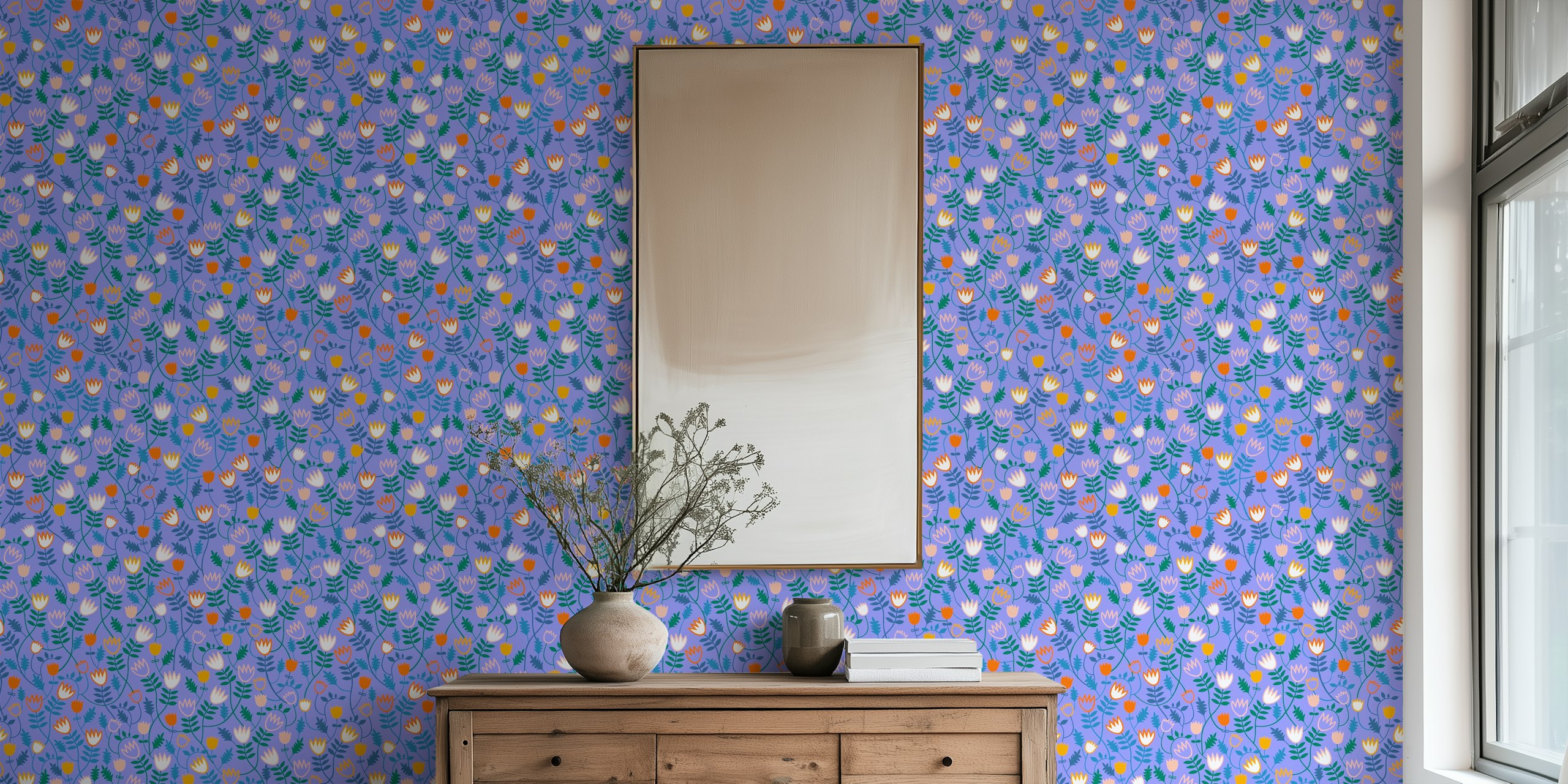 Design de papel de parede Colorful Tulip Garden