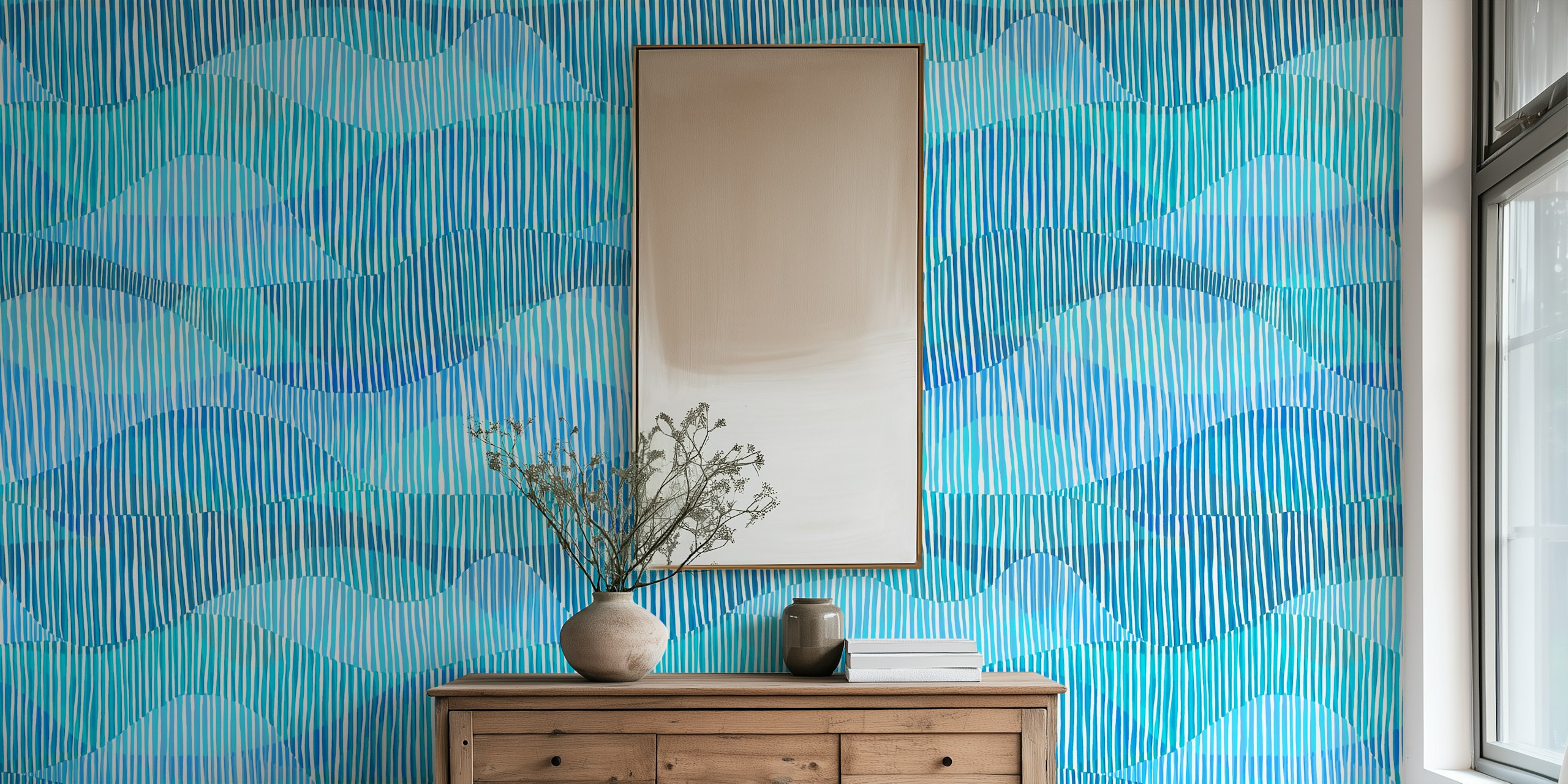 Papel pintado Blue Ocean Waves en una habitación