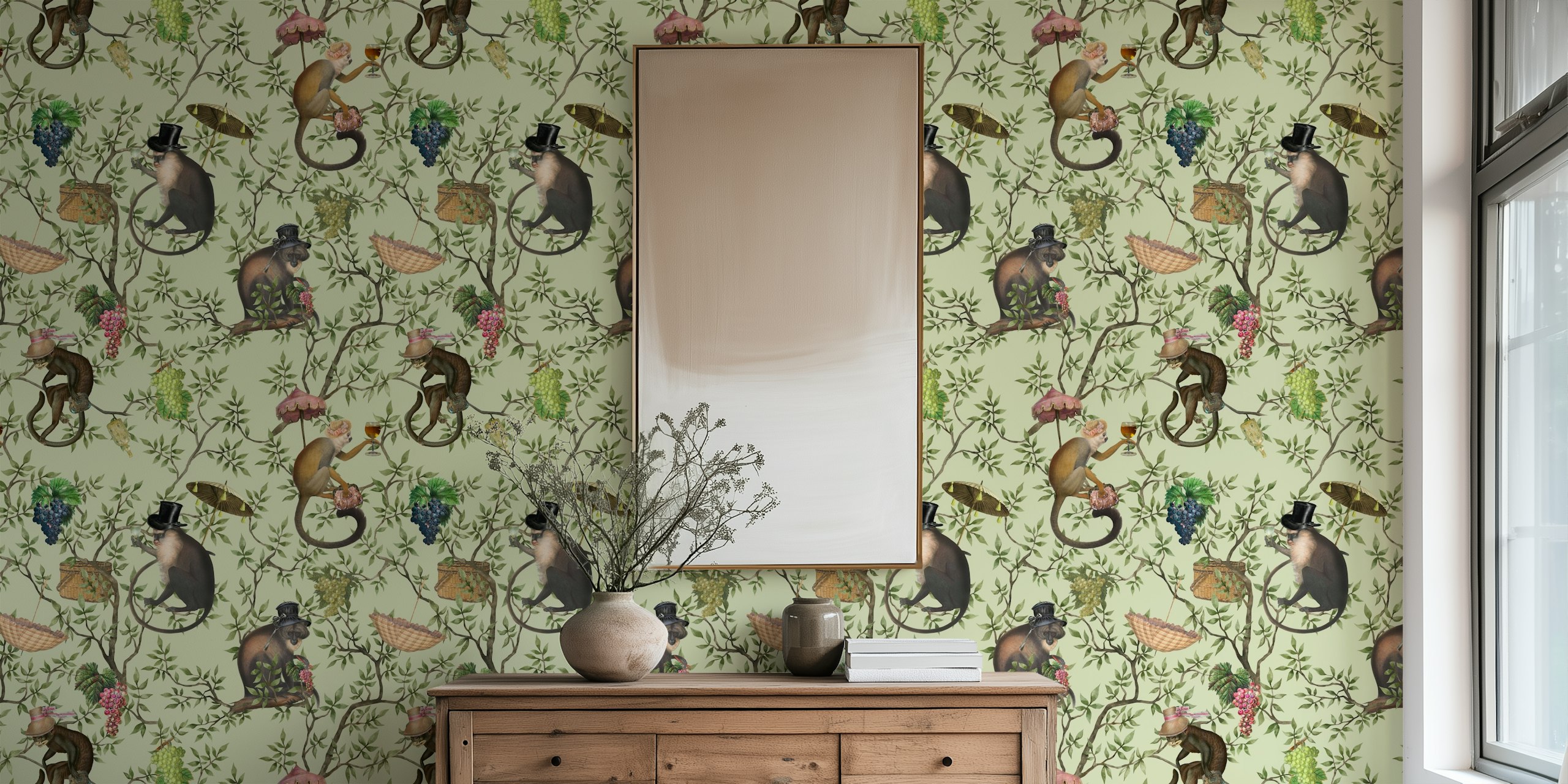 Monkeys Antique Garden Party tapet i et rum