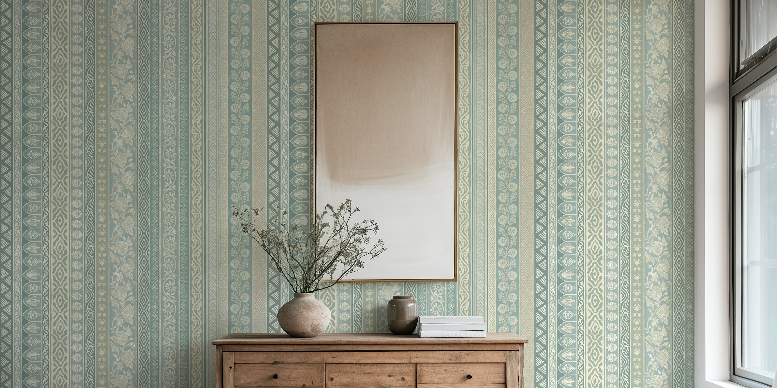 Tangier Dream Stripes wallpaper in a room