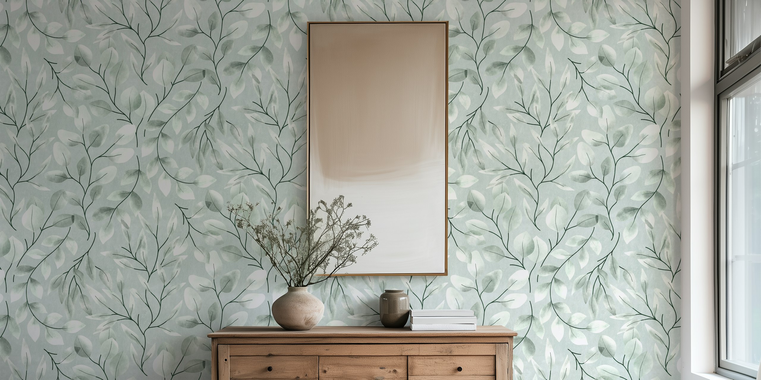 Lovely Leaves - Sage Eucalyptus wallpaper design