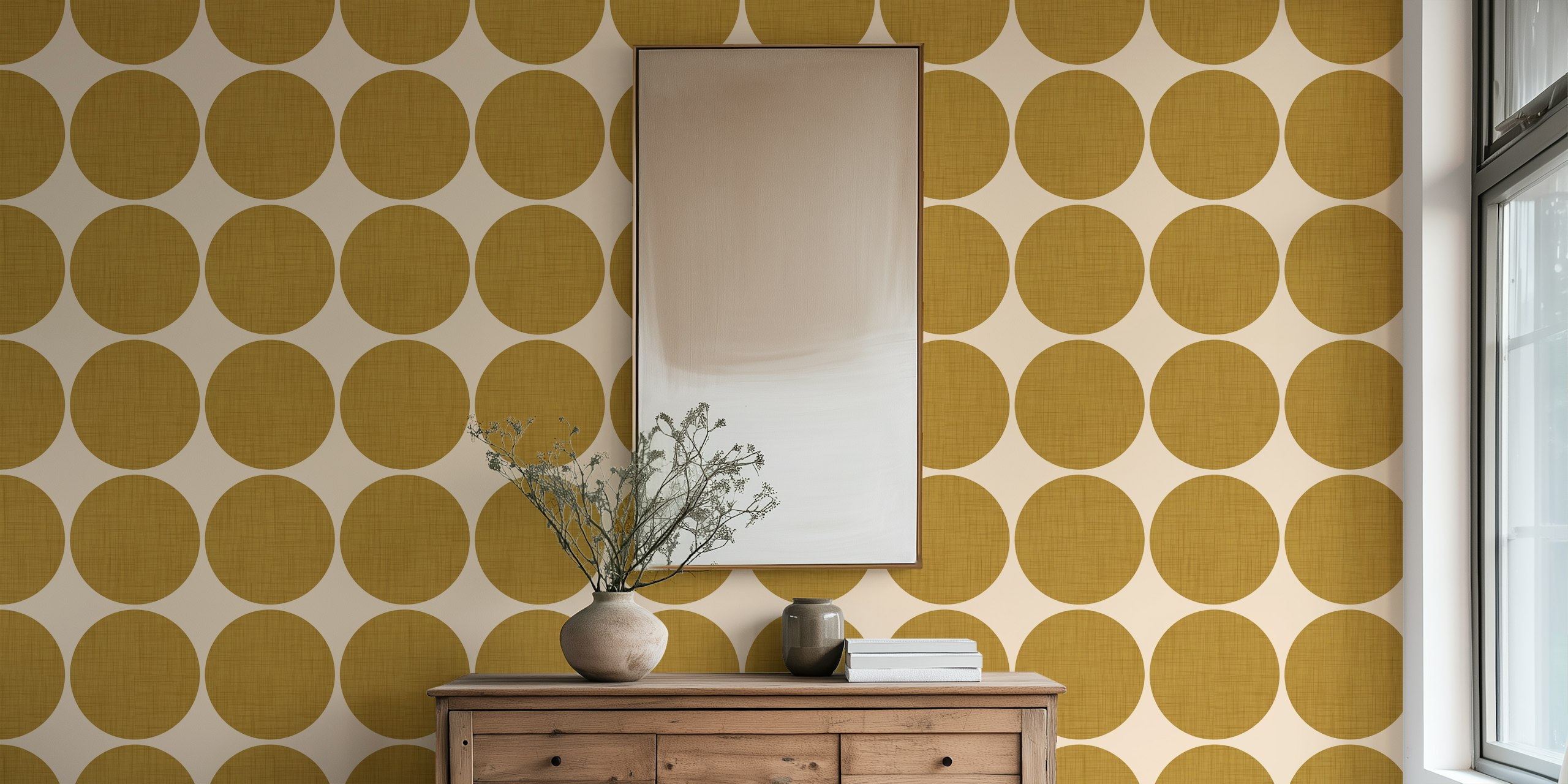 Modern Mustard Retro Spheres tapet i et rum