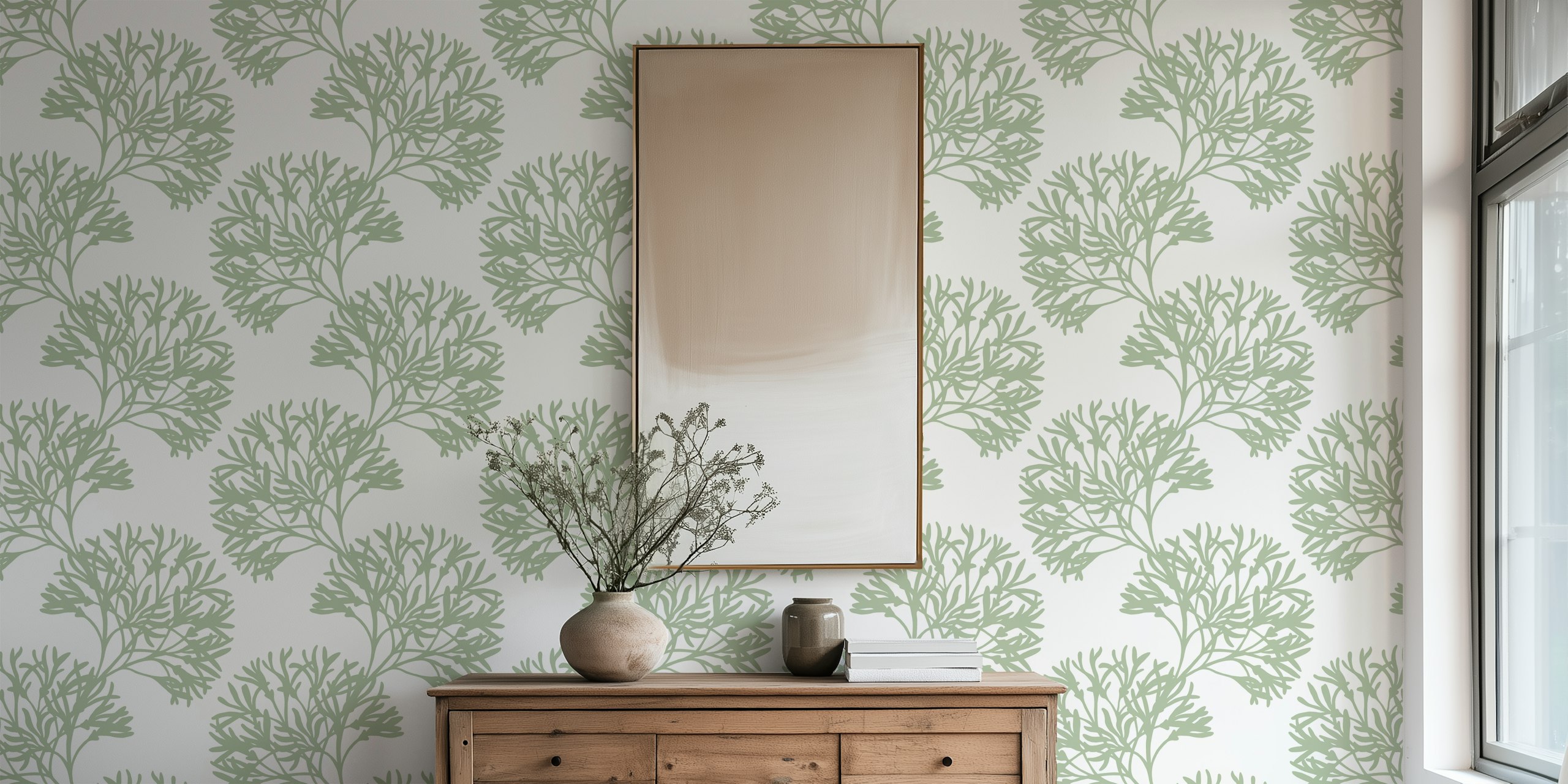 Gentle Swing - Sage Green 2 tapetti huoneessa