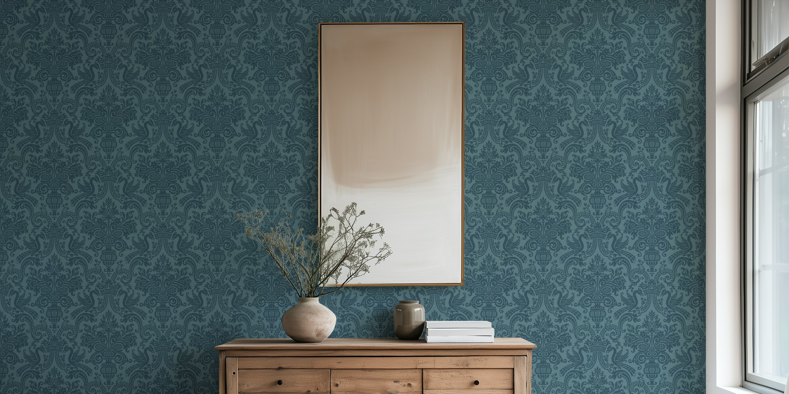 Σχέδιο ταπετσαρίας Vintage Damask Elegant Grandeur Teal