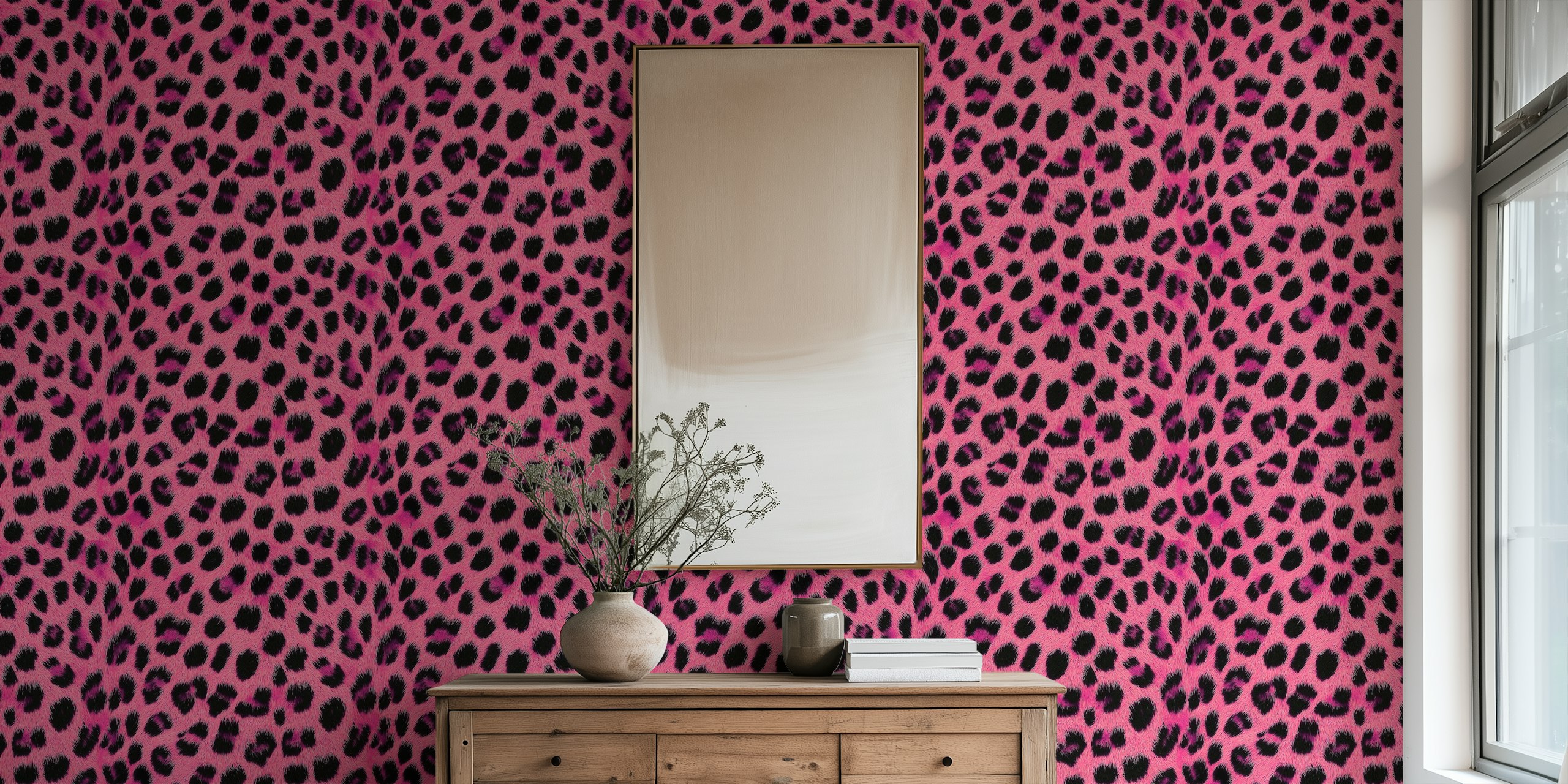 Leopard-Muster in Pink und Schwarz auf tapete