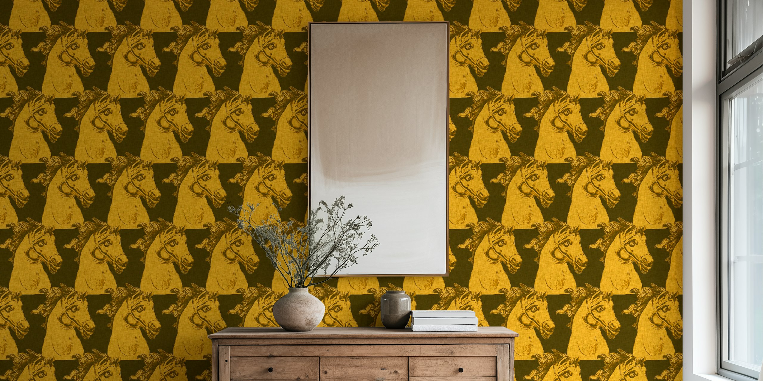 Golden horse portrait tapeta w pokoju