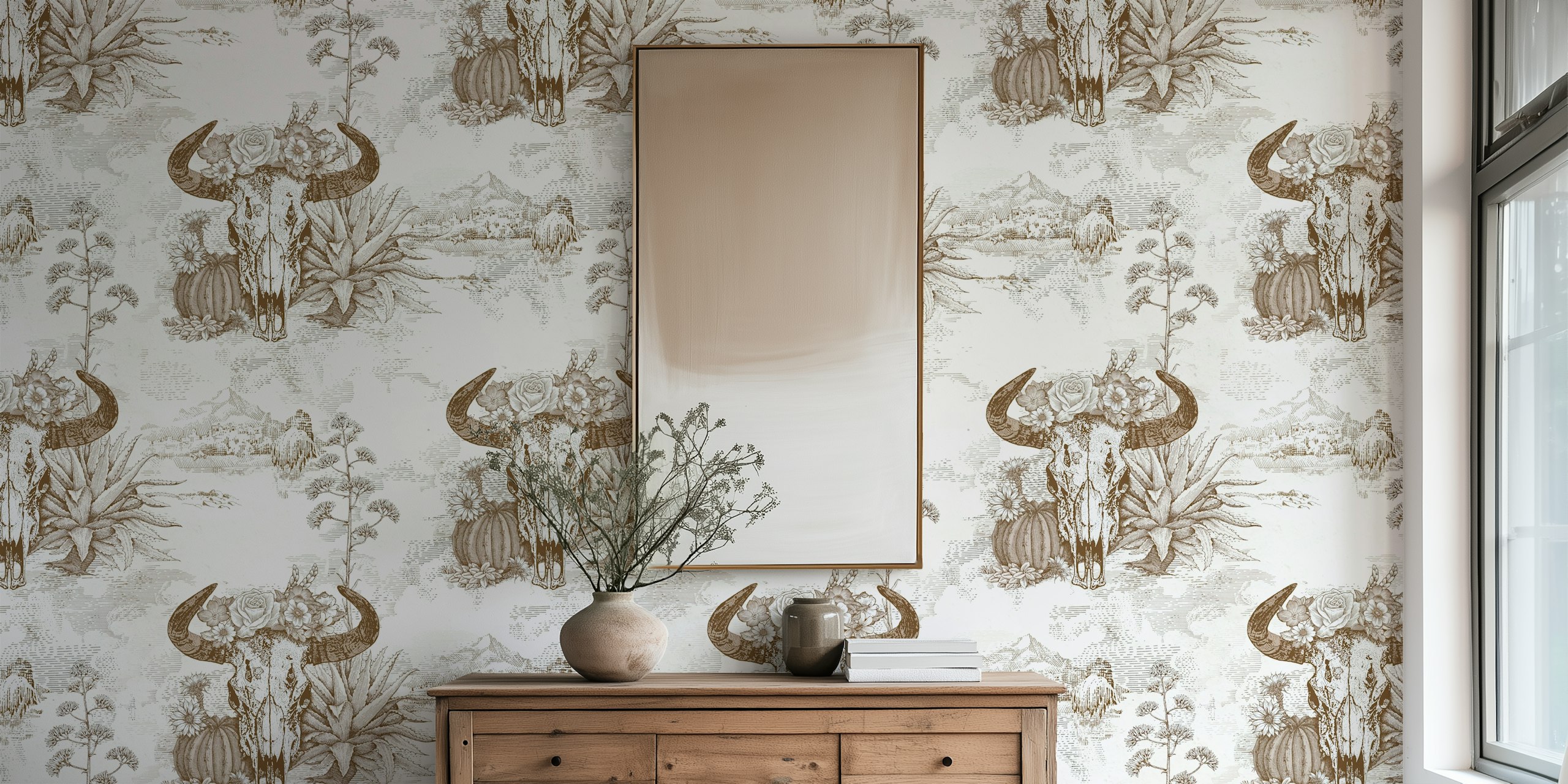 Wild West Adventure Brown wallpaper in a room
