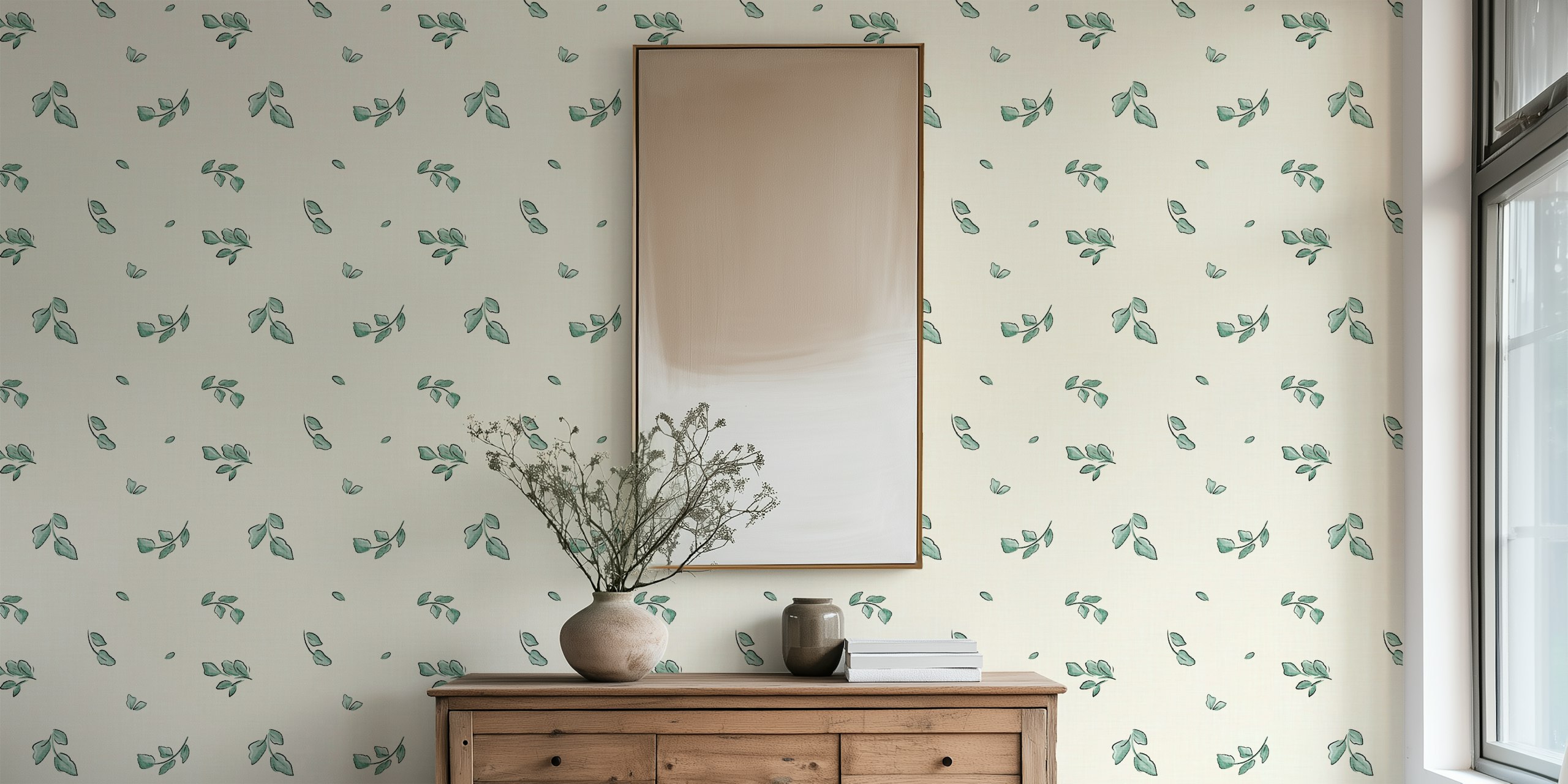 Design de Sage Foliage Charm em um quarto