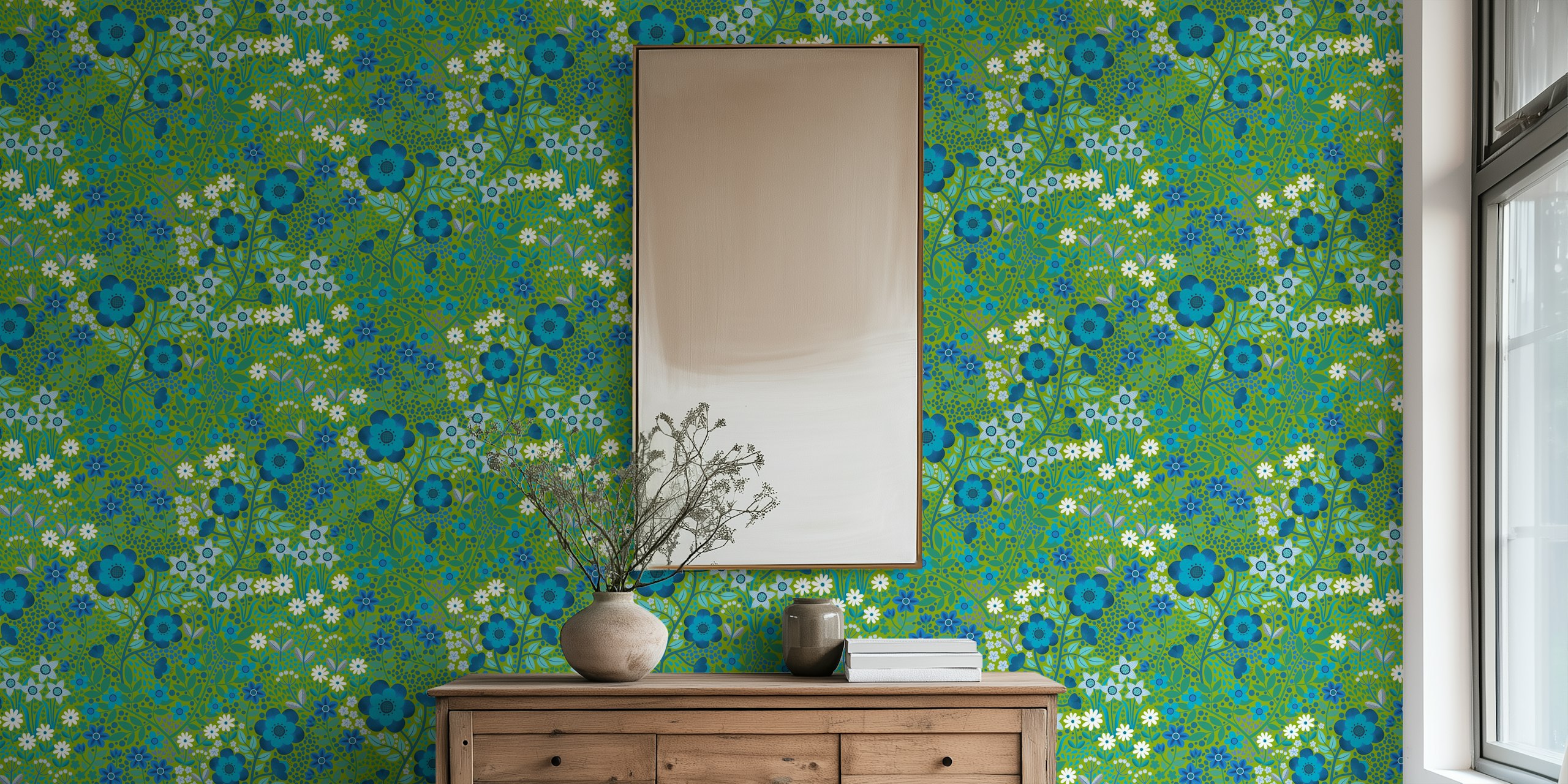 papel de parede Summer Flower Garden em uma sala