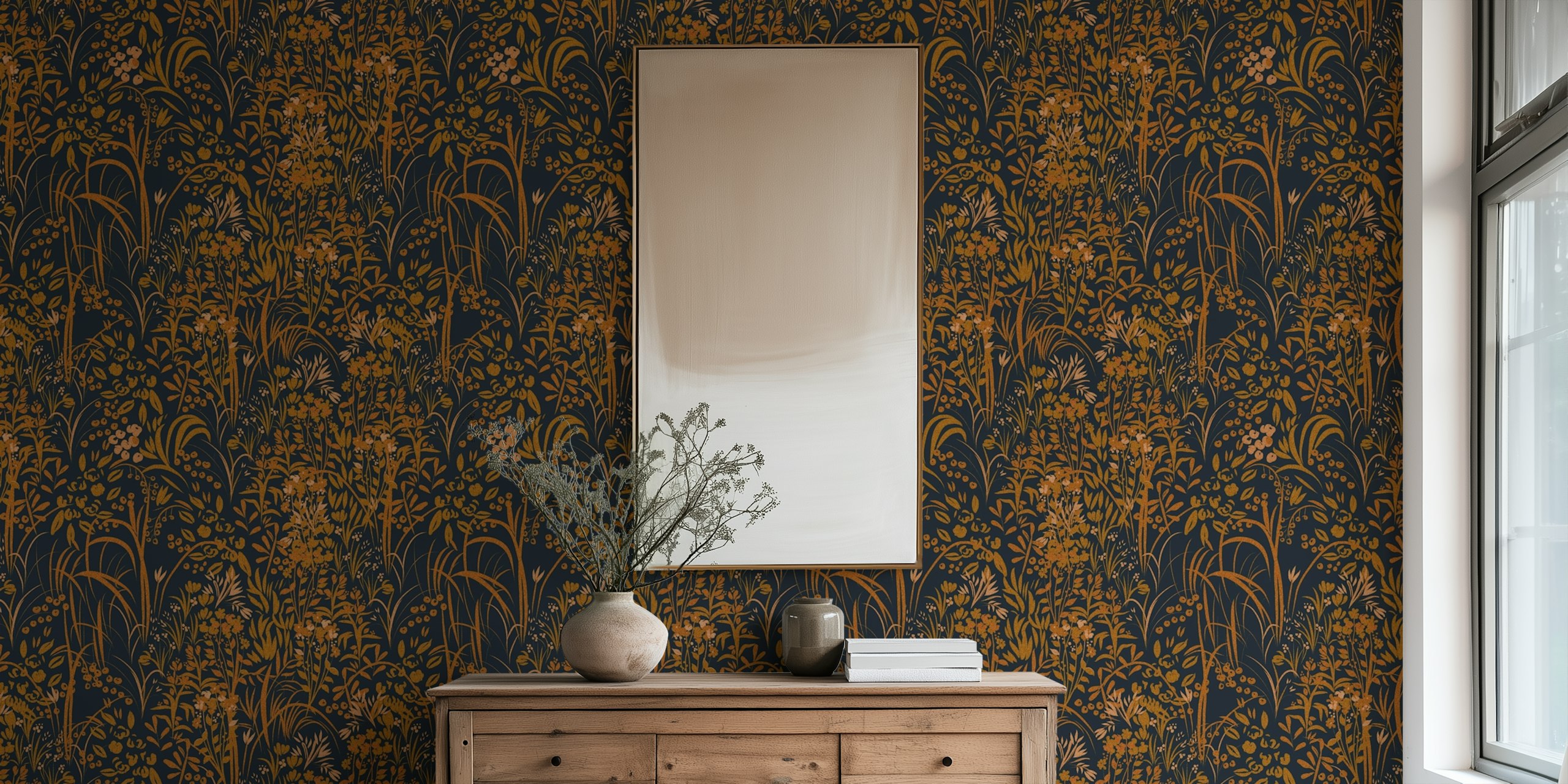 Autumn Garden Bliss Tapete in einem Raum