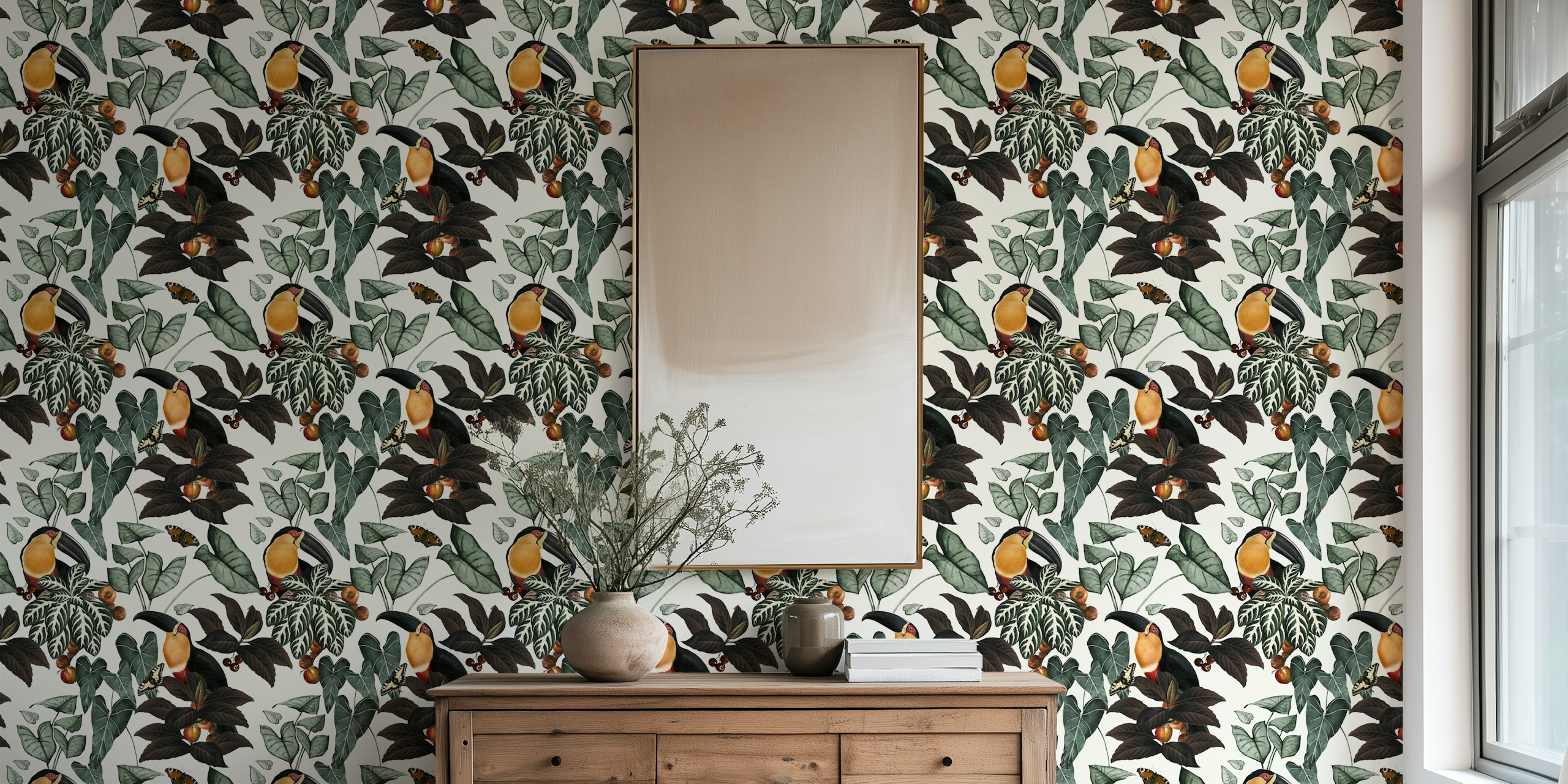 Off White Toucanet wallpaper in a room