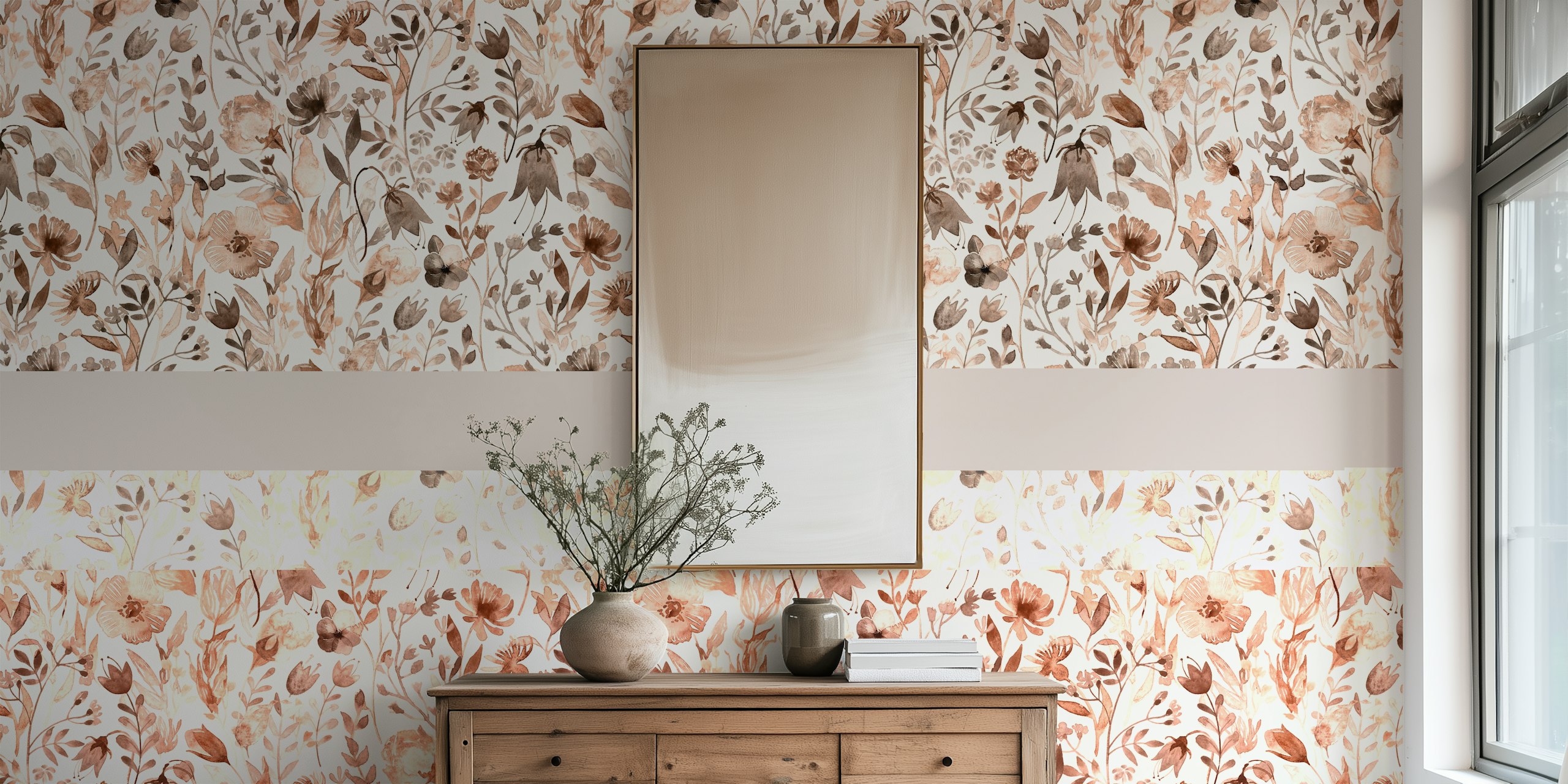 Watercolor wildflowers wallpaper w przytulnym otoczeniu