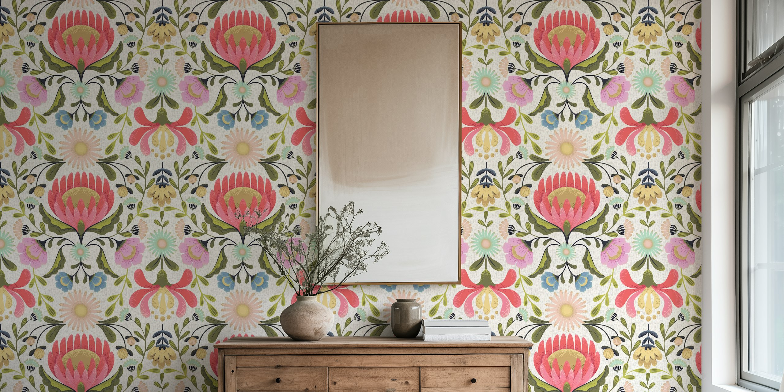 Botanical Vintage Garden wallpaper in a room
