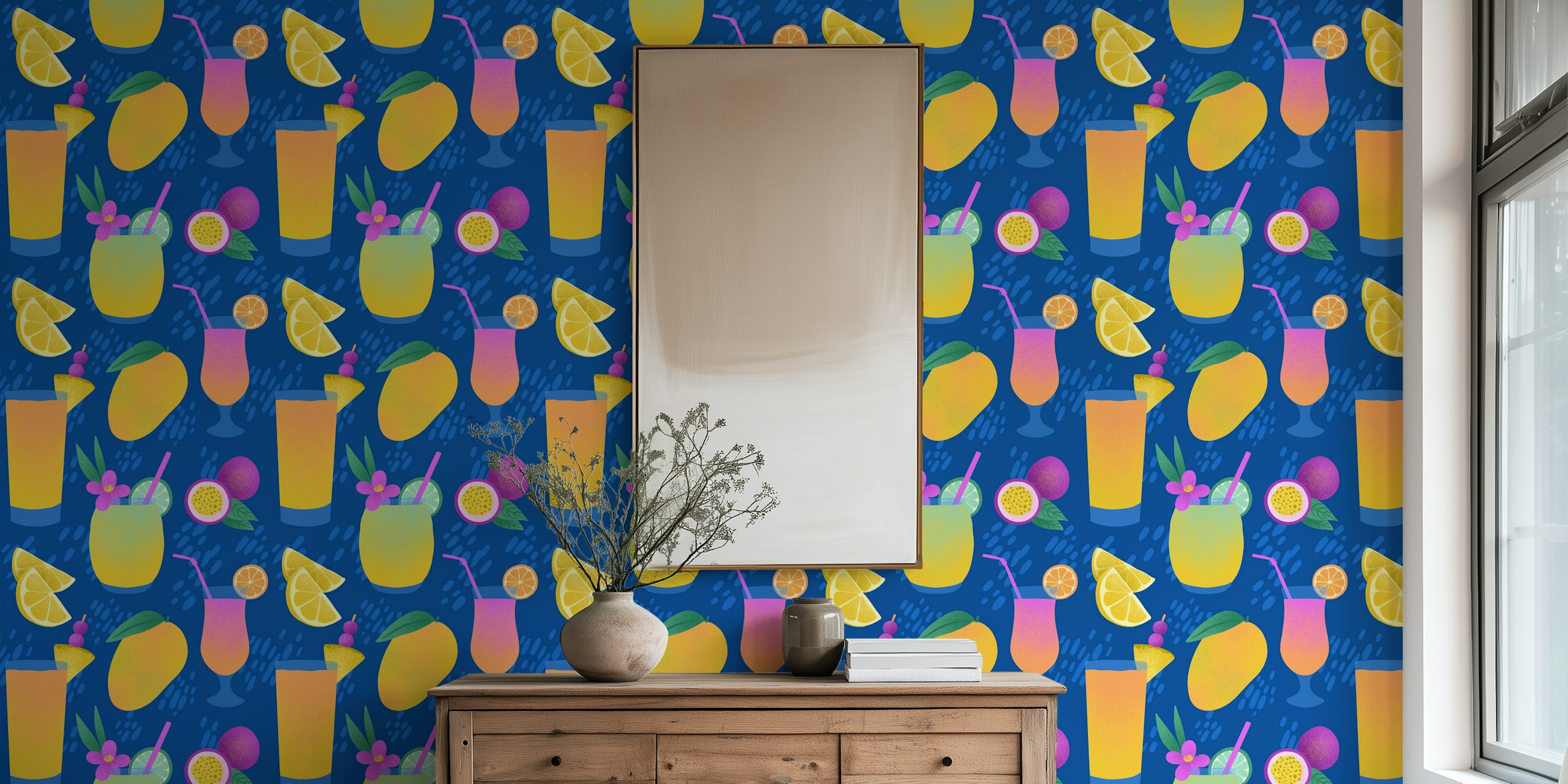 Tropical cocktails wallpaper design