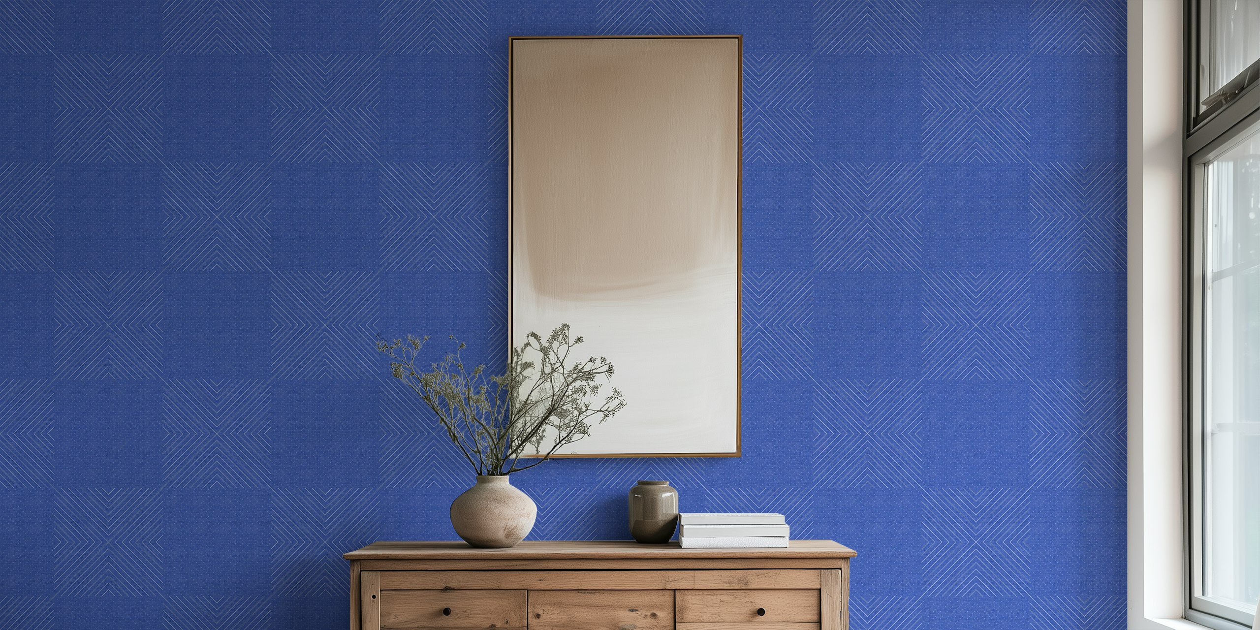 Minimalist geometry wallpaper in a room