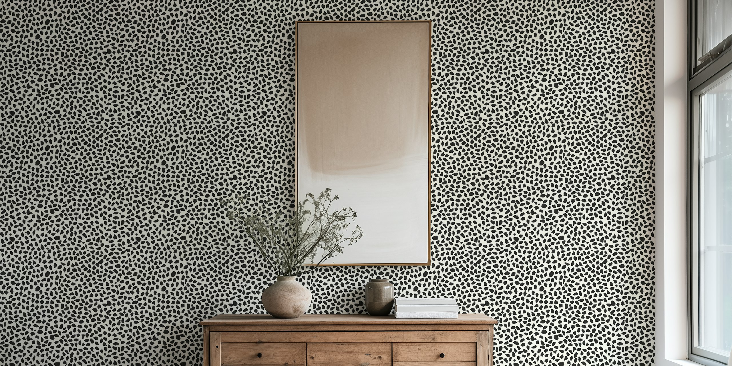 Black and white hand-drawn pebble pattern wallpaper