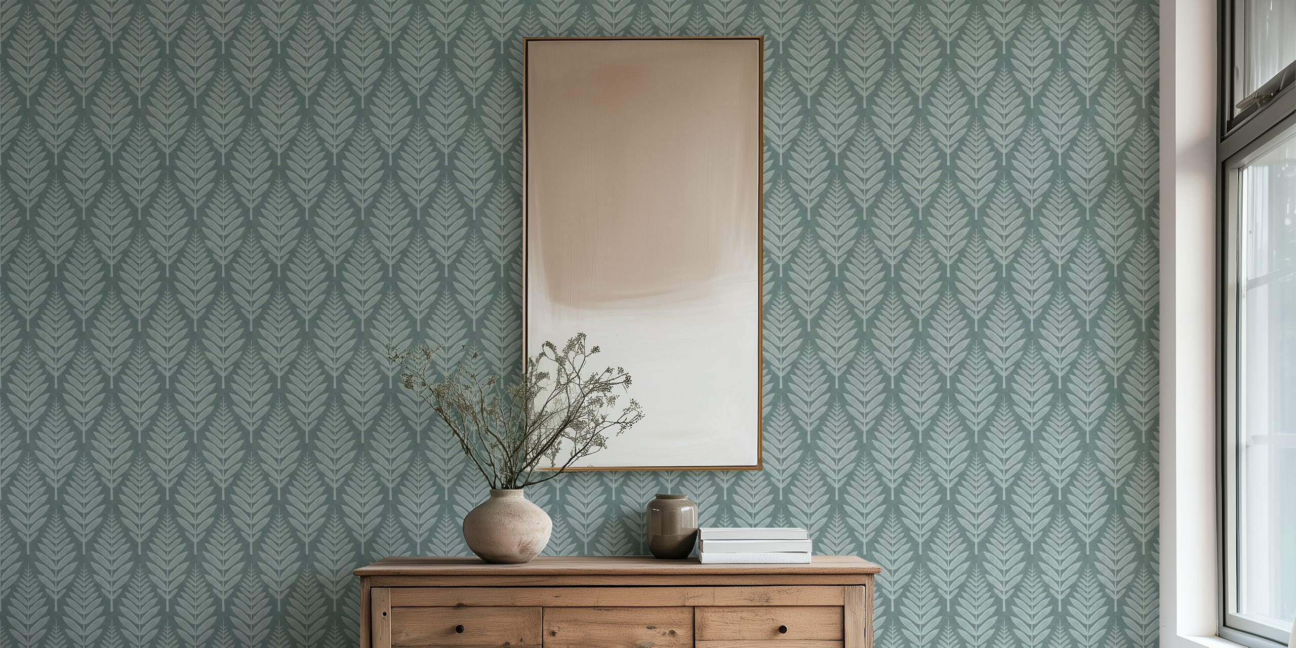 Frosted Leaf Pattern Wallpaper u sobi