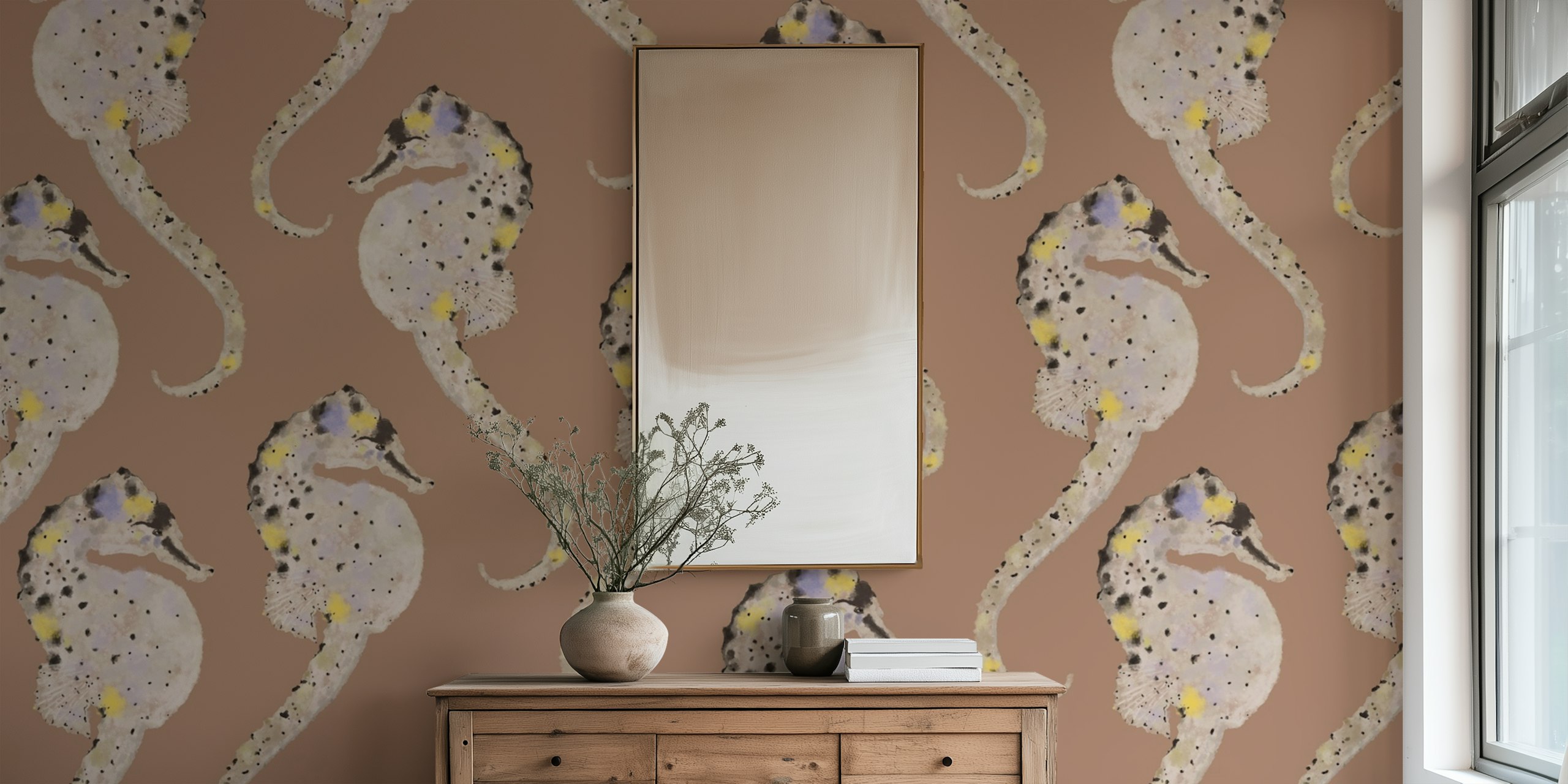 Hippocampus 03 muurpapier in een kamer