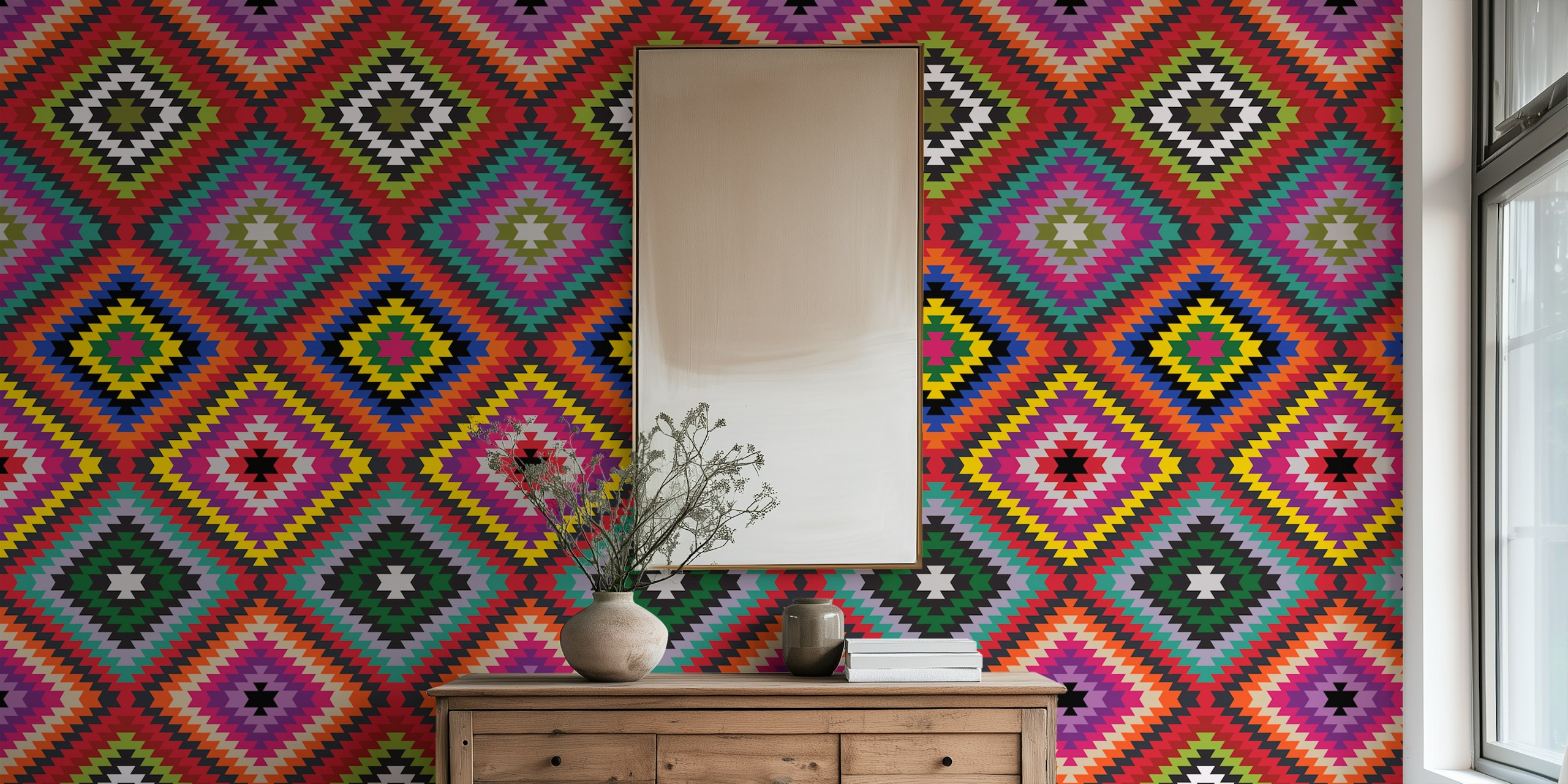 Modern Kilim tapetdesign i ett rum