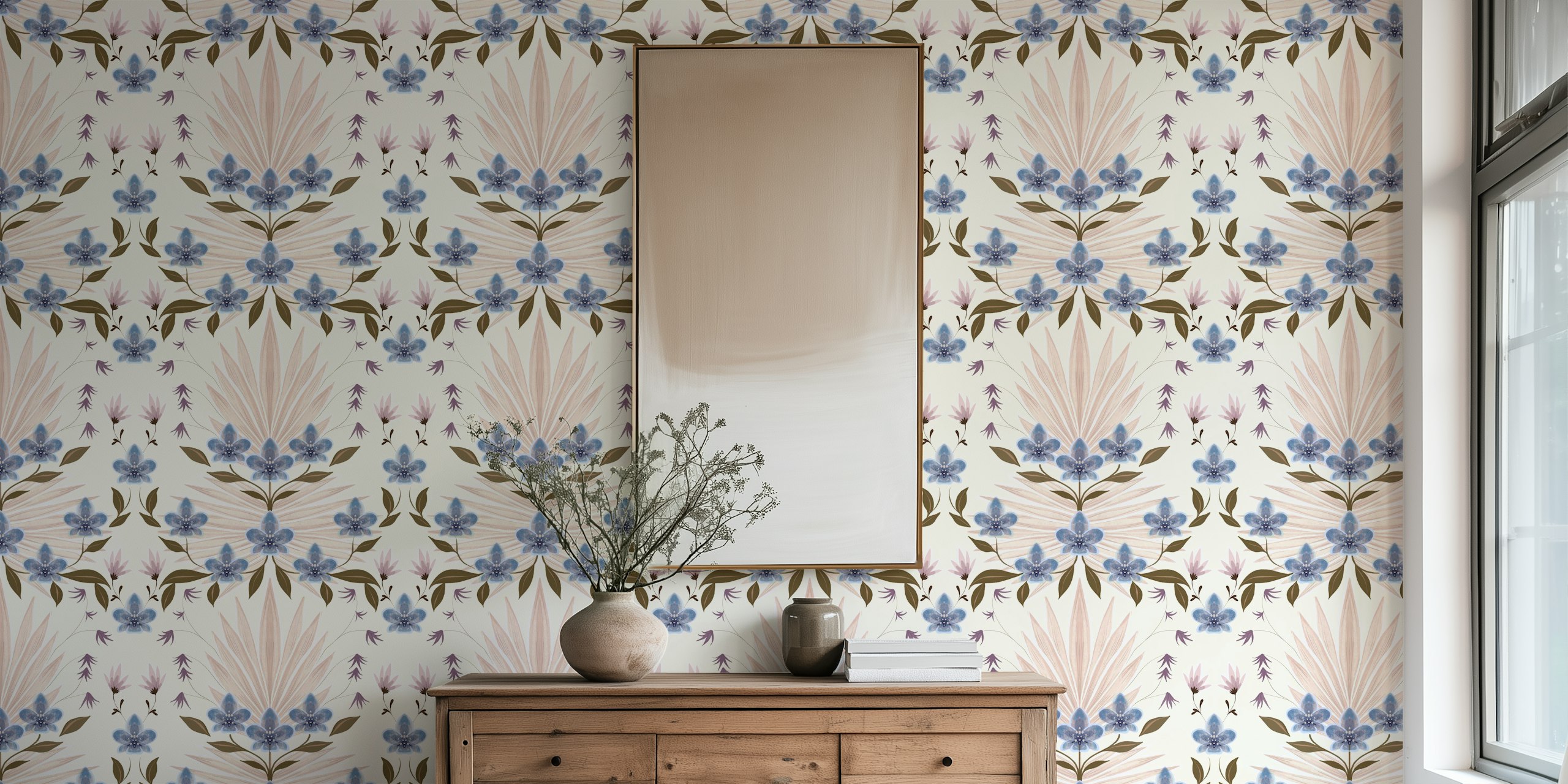 Papel de parede Botanical Orchid Serenity em um cômodo