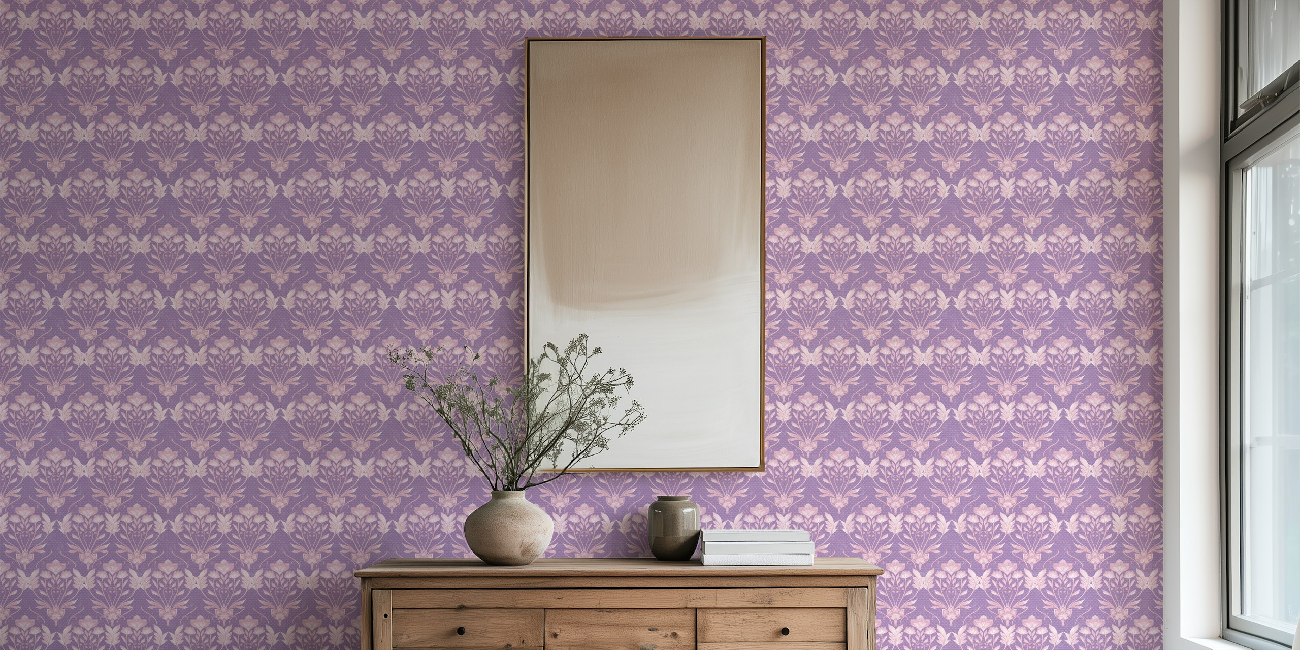 Morris Floral Damask wallpaper in amethist lavendelkamer