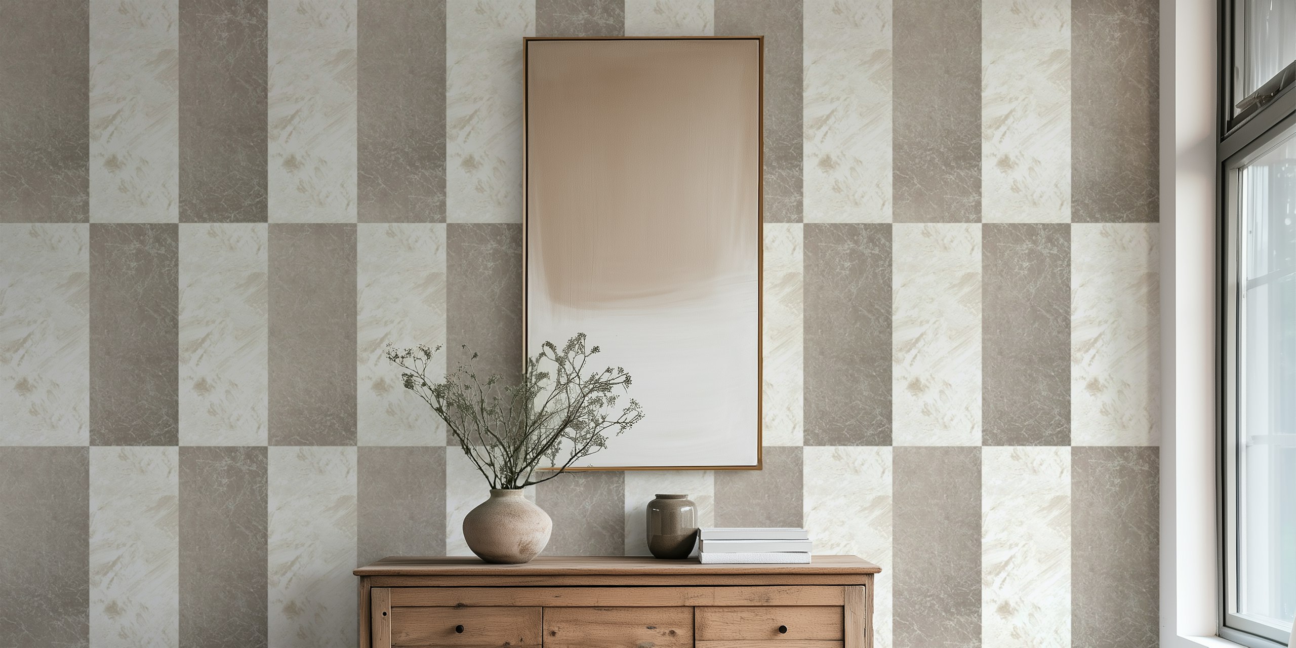 Gray striped design with a textured effect wallpaper