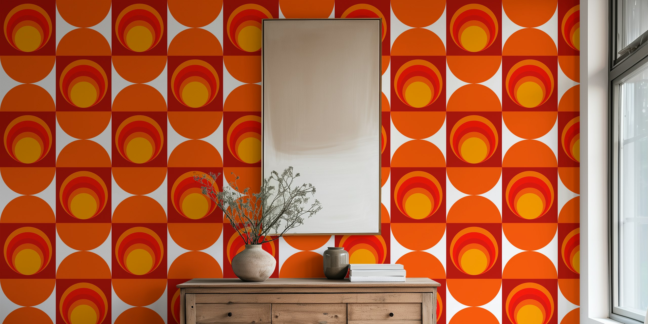 Vintage Sunset Pattern wallpaper in a room