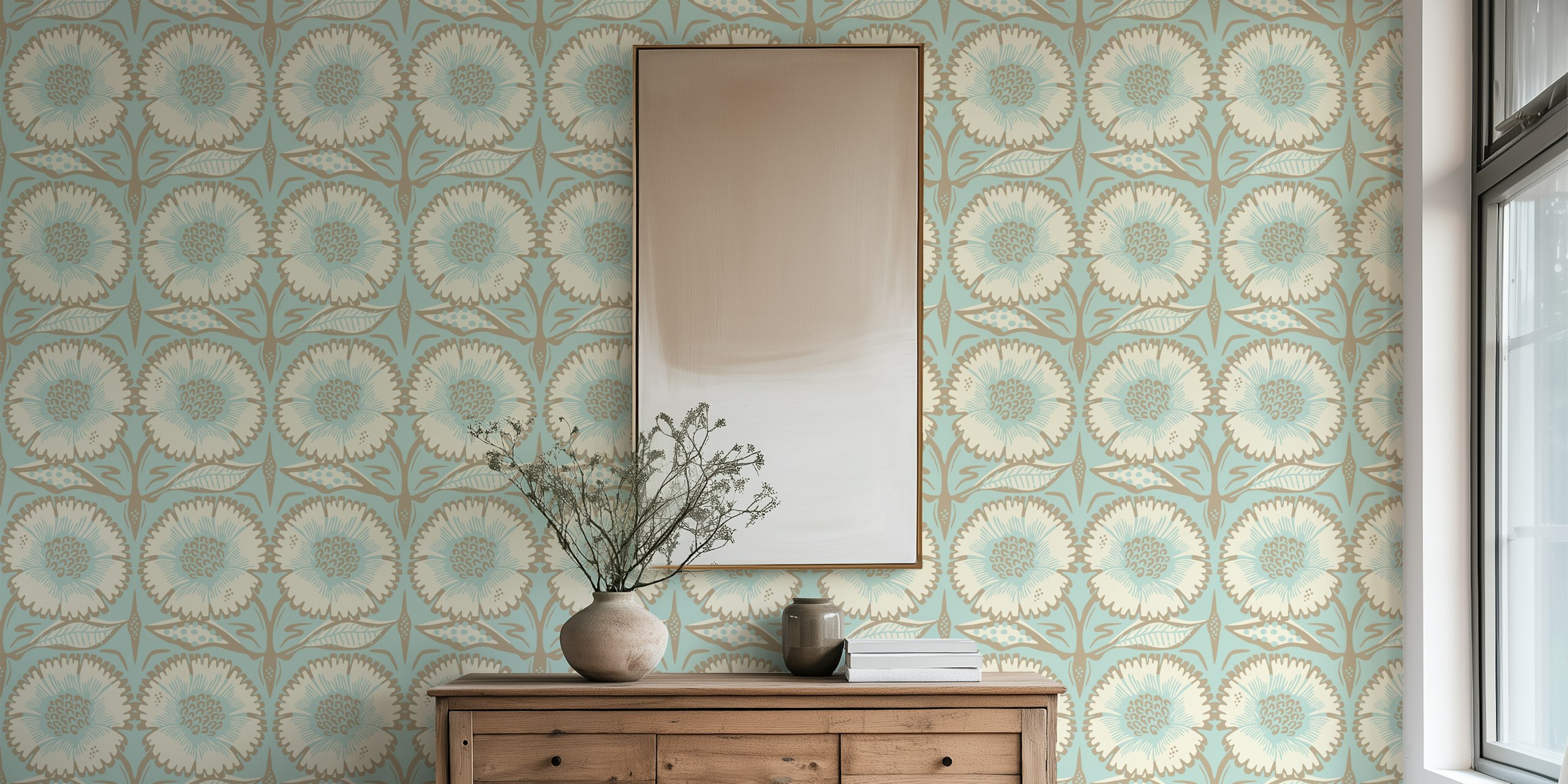 Eternal flower papier peint dans une chambre bleu clair