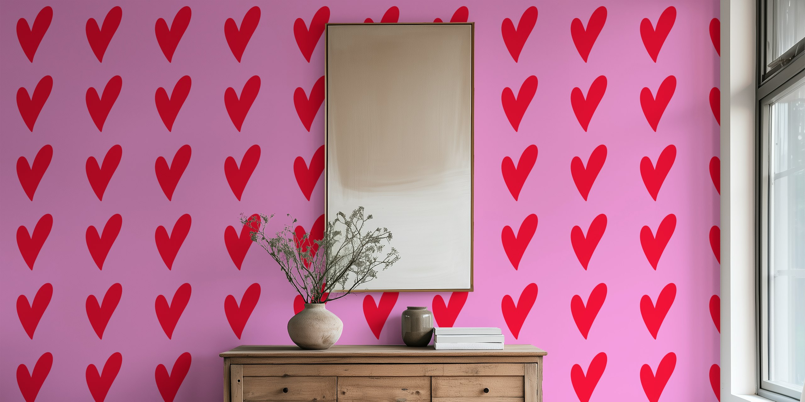 Cute red hearts Tapete in einem Raum
