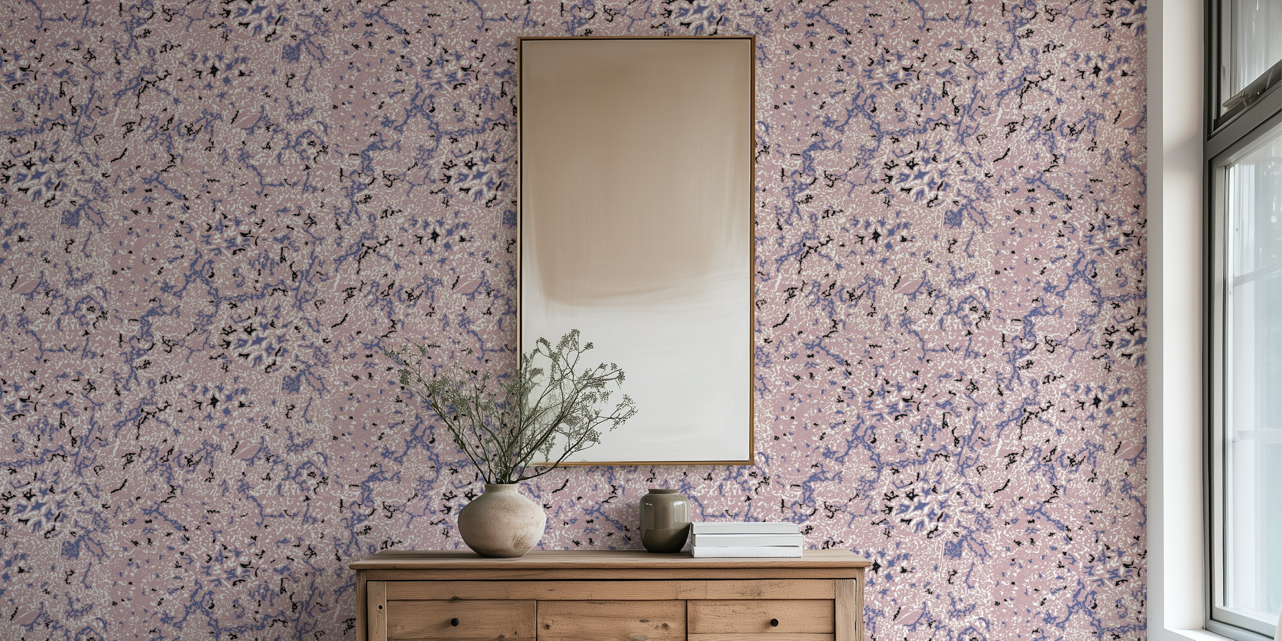 Papel de parede Abstract Dusty Rose em um quarto