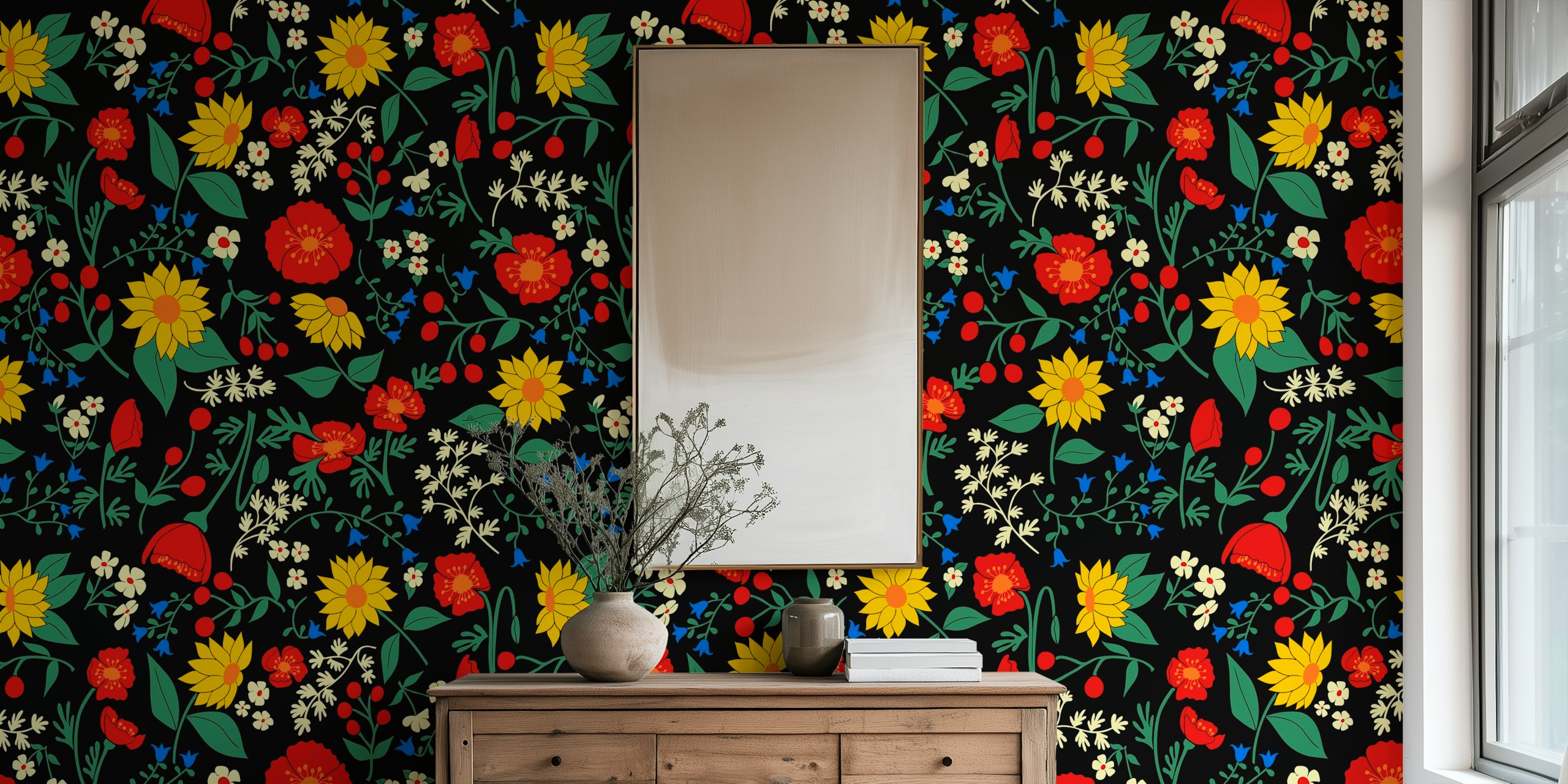 Wildflower Bloom Delight tapet i et rom