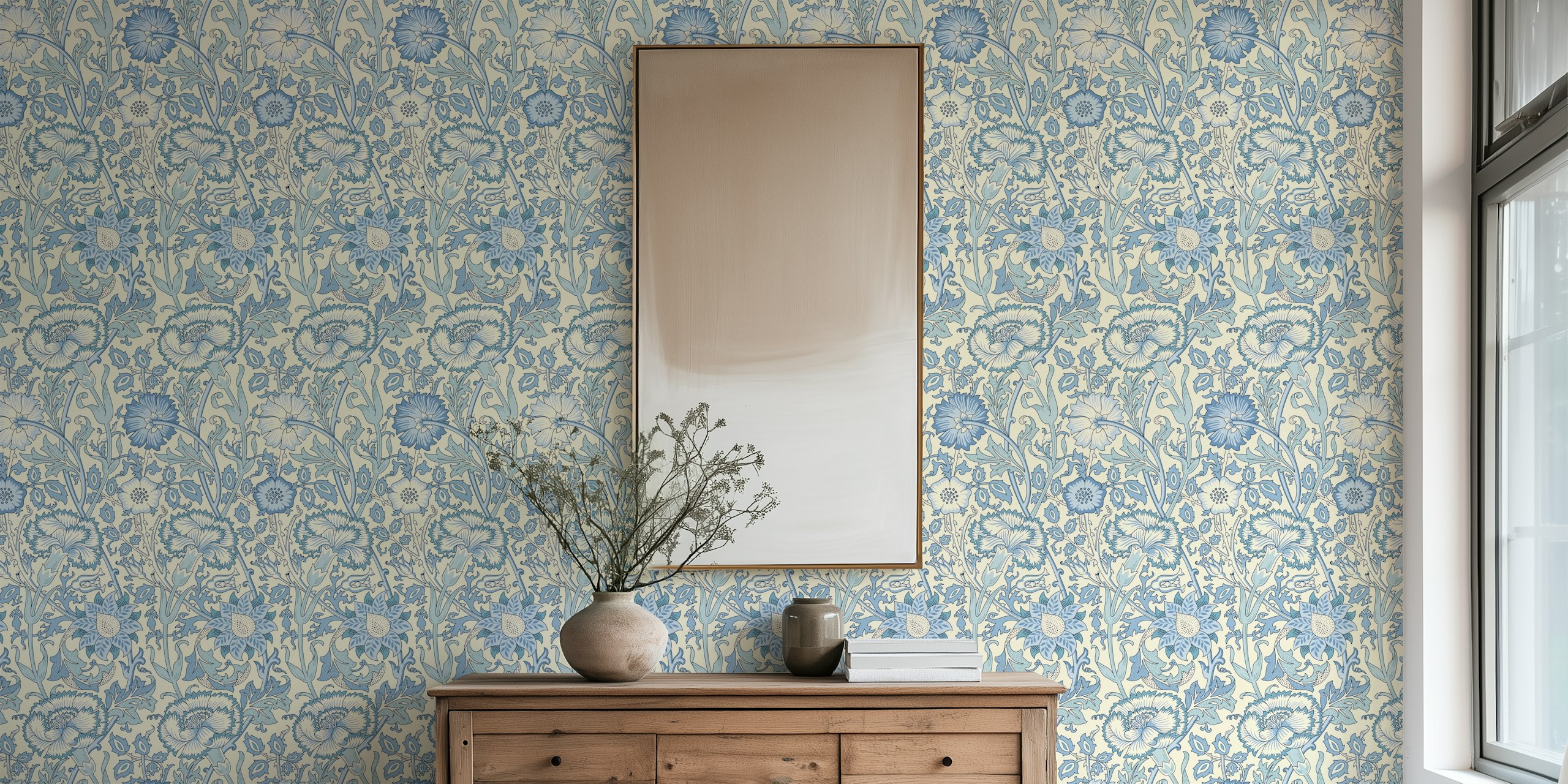 Papel pintado William Morris Pink and Rose 2 en una habitación